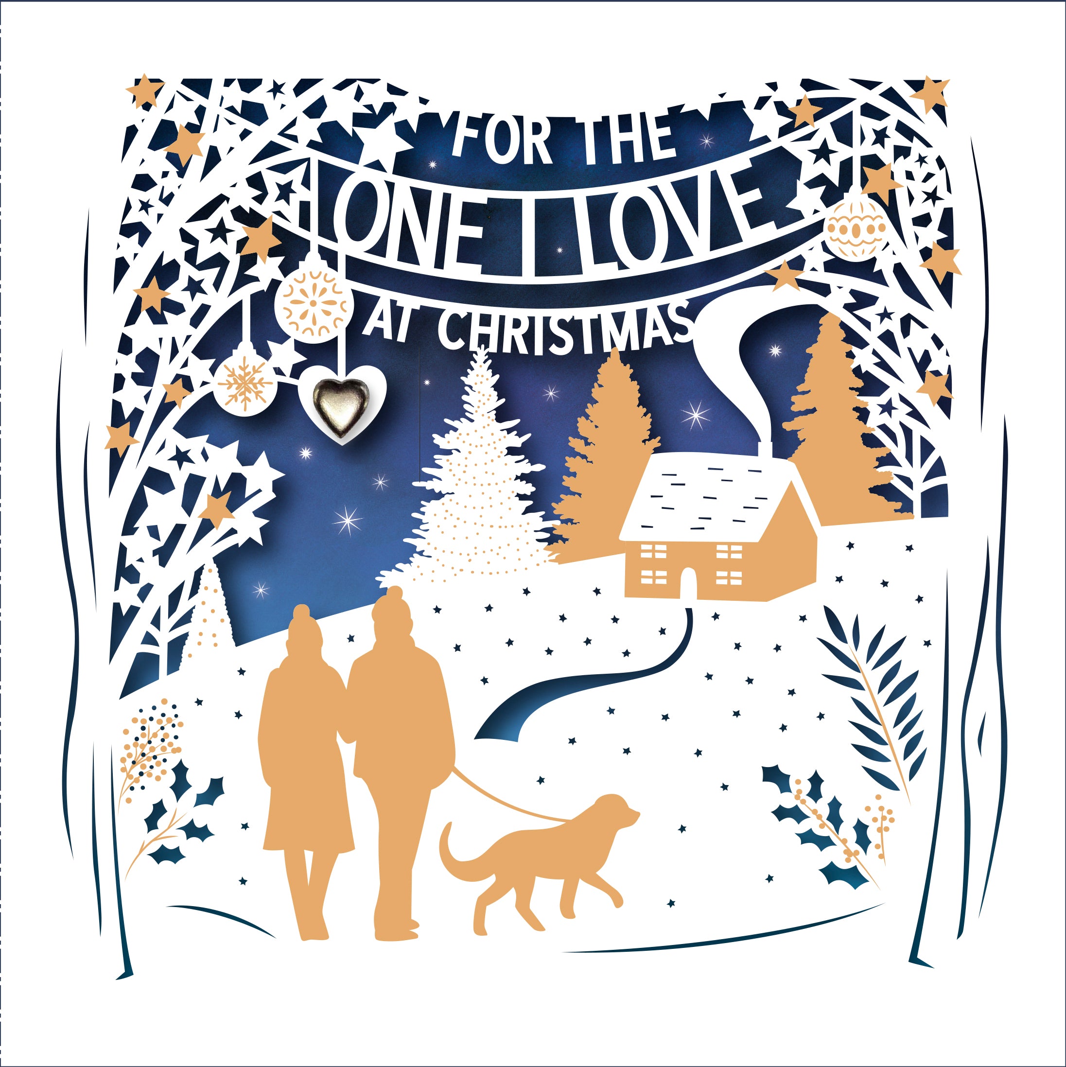 One I Love Christmas Card - Laser Cut Winters Day Silhouette