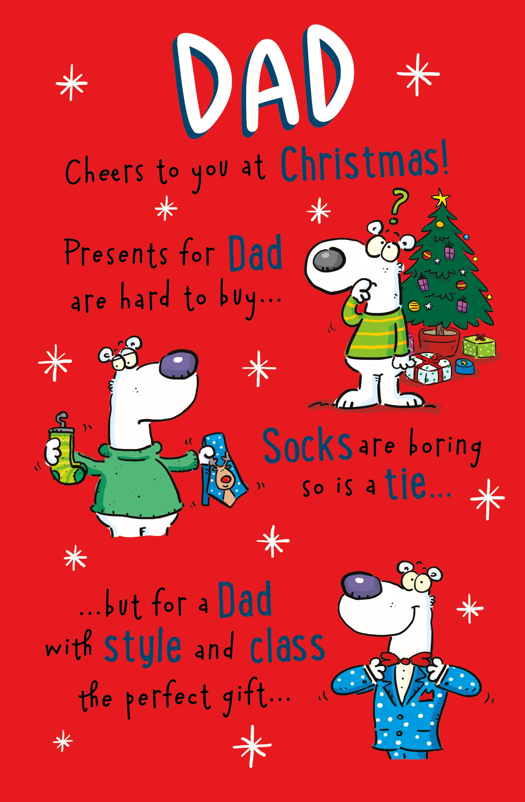 Humorous Dad Christmas Card - Festive Cartoon and Holiday Cheers