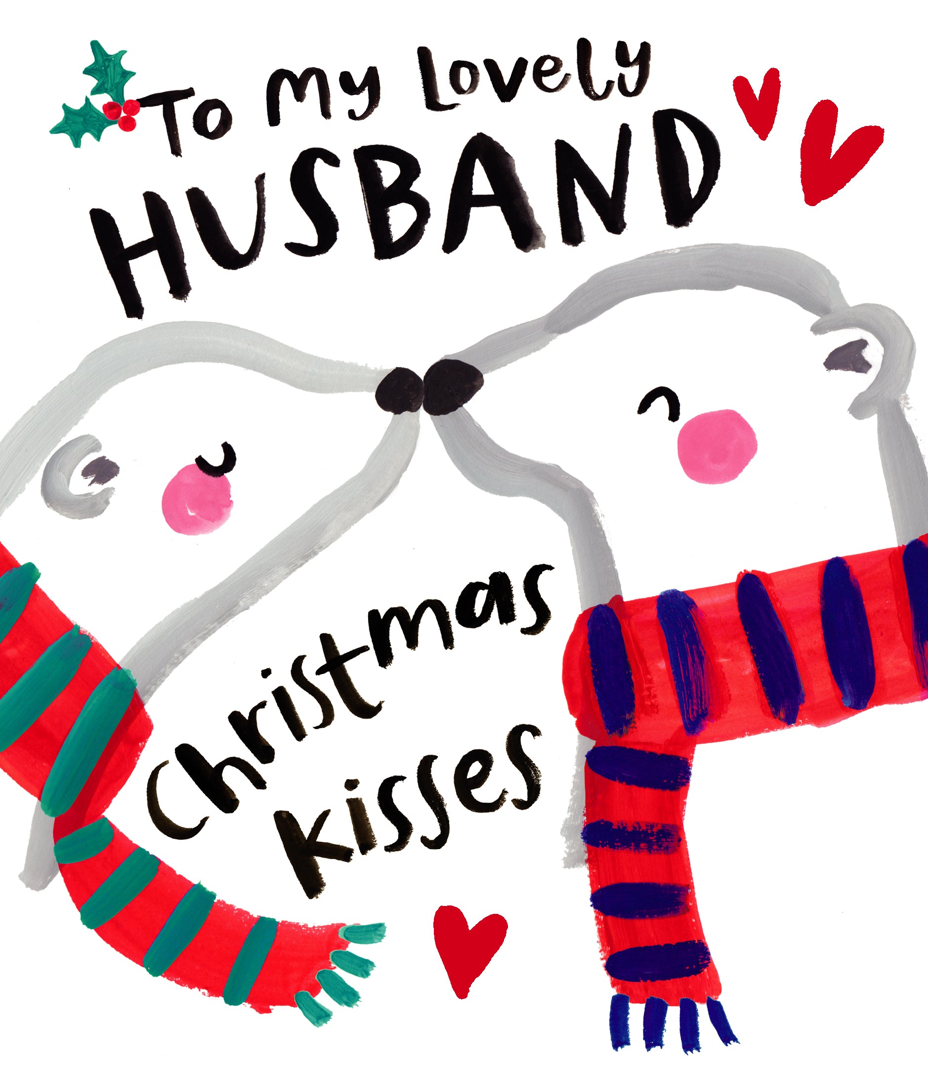 Husband Christmas Card - Polar Bears Kissing