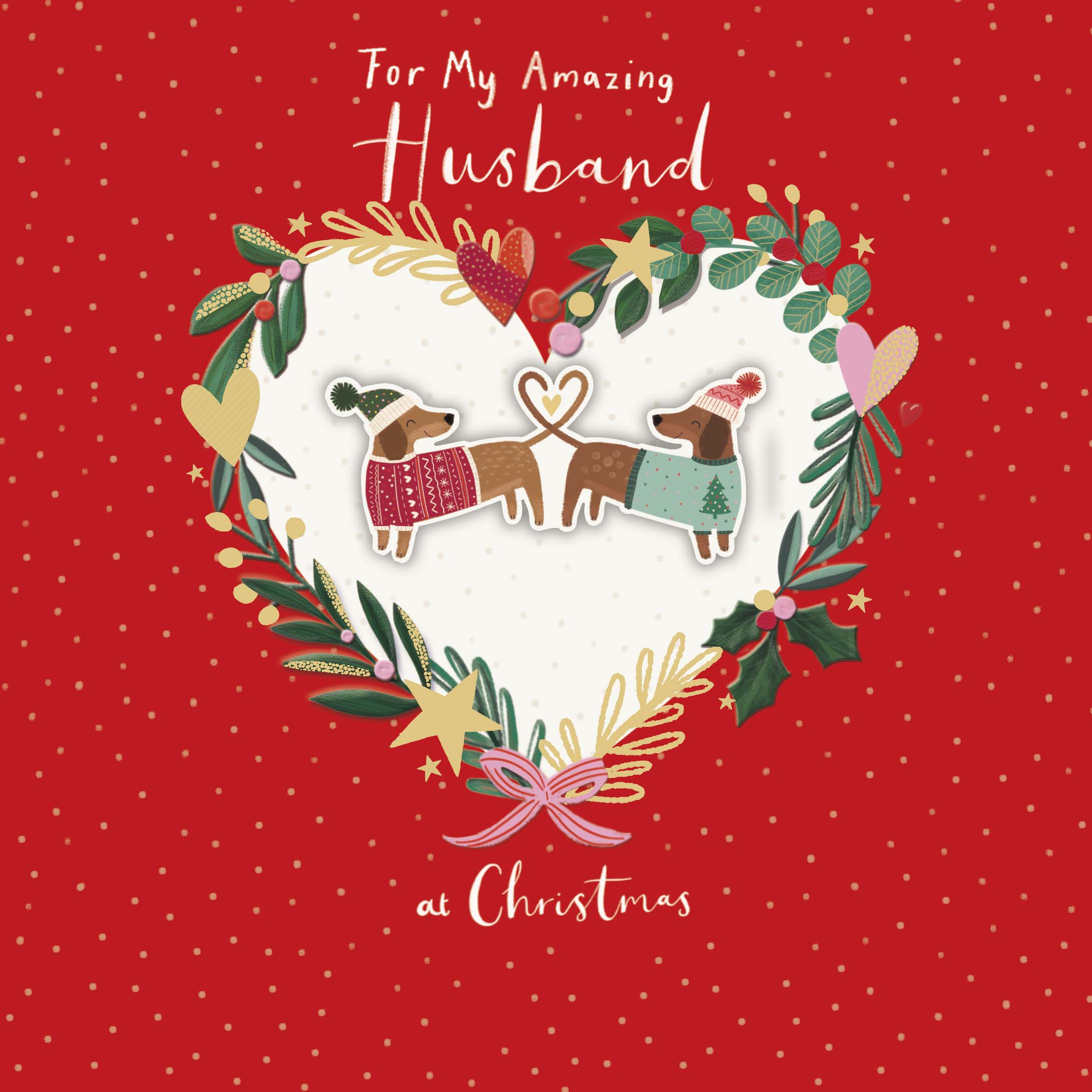 Husband Christmas Card - Sausage Dog Heart