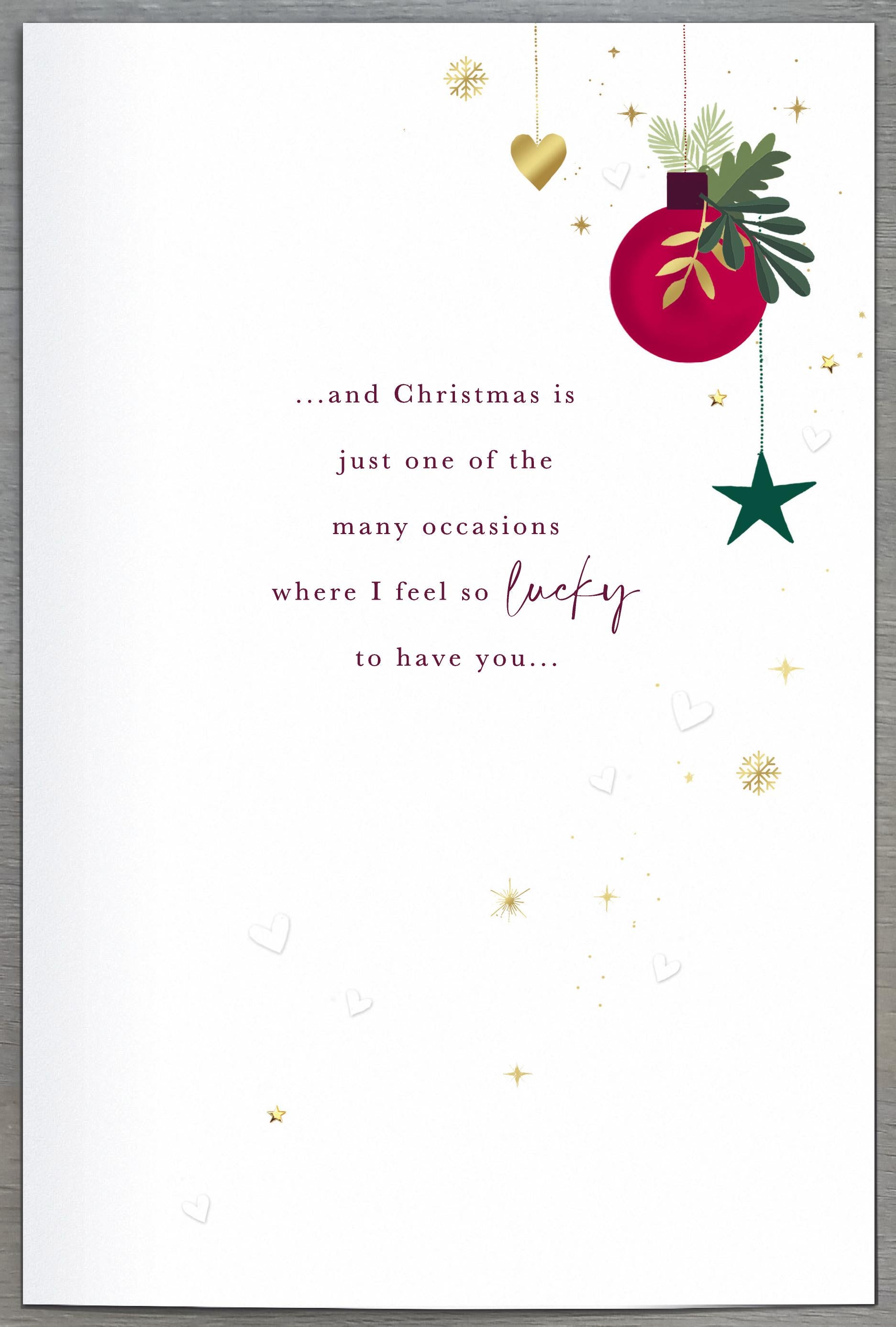 Large One I Love Christmas Card - Baubles and Gold Foil