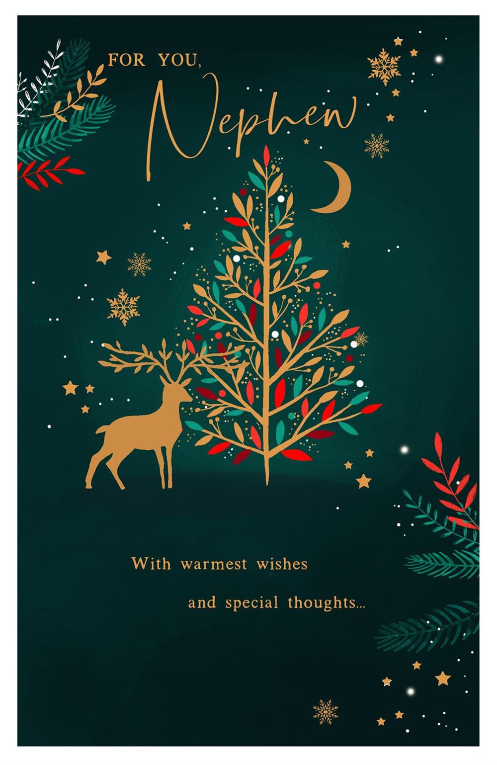 Nephew Christmas Card - Christmas Tree and Deers