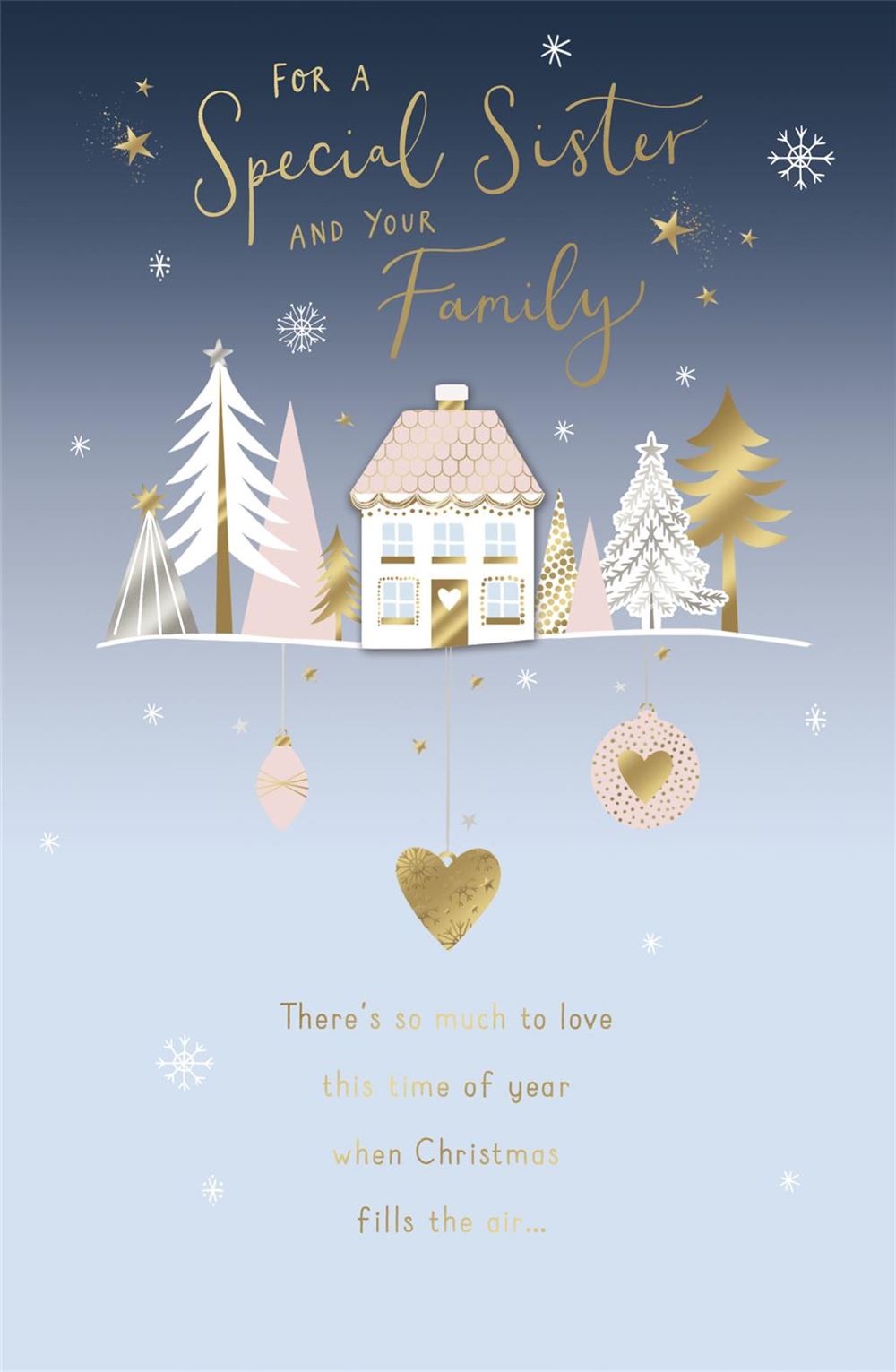 Sister & Family Christmas Card - House Illustration