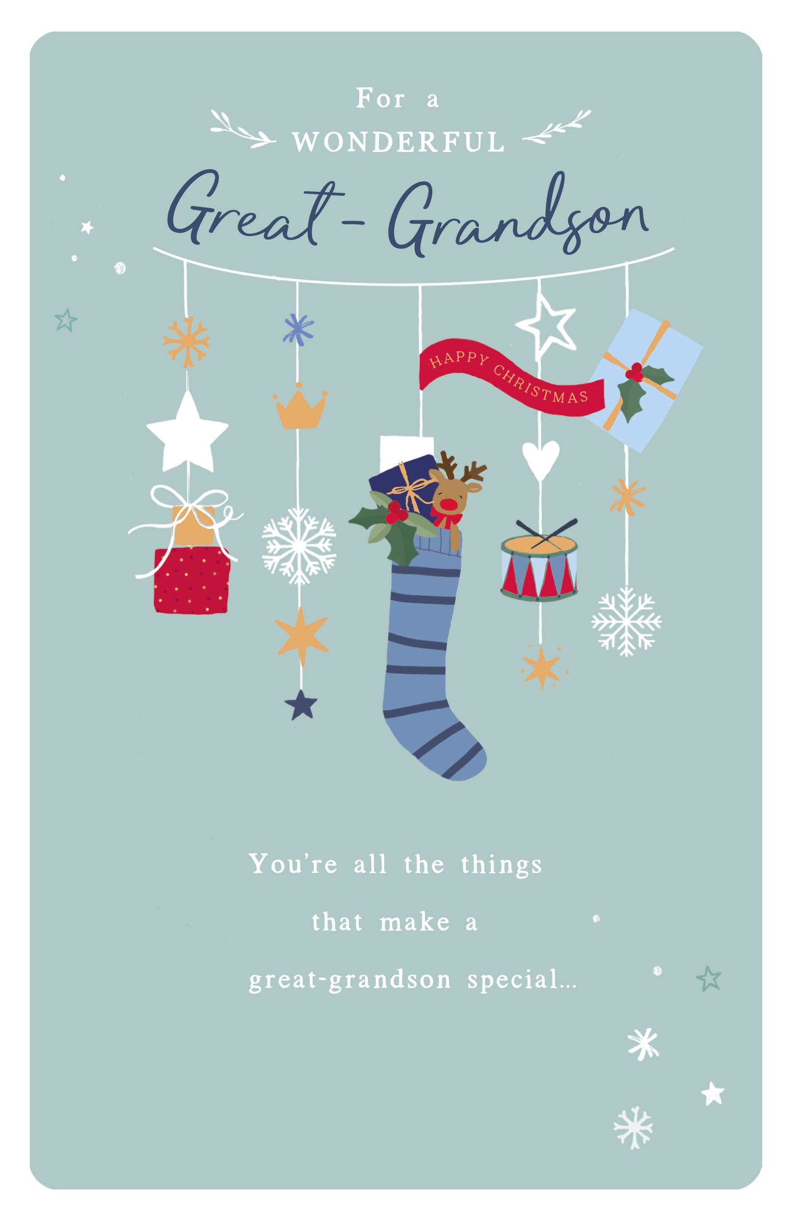 Great-Grandson Christmas Card - Stockings and Presents