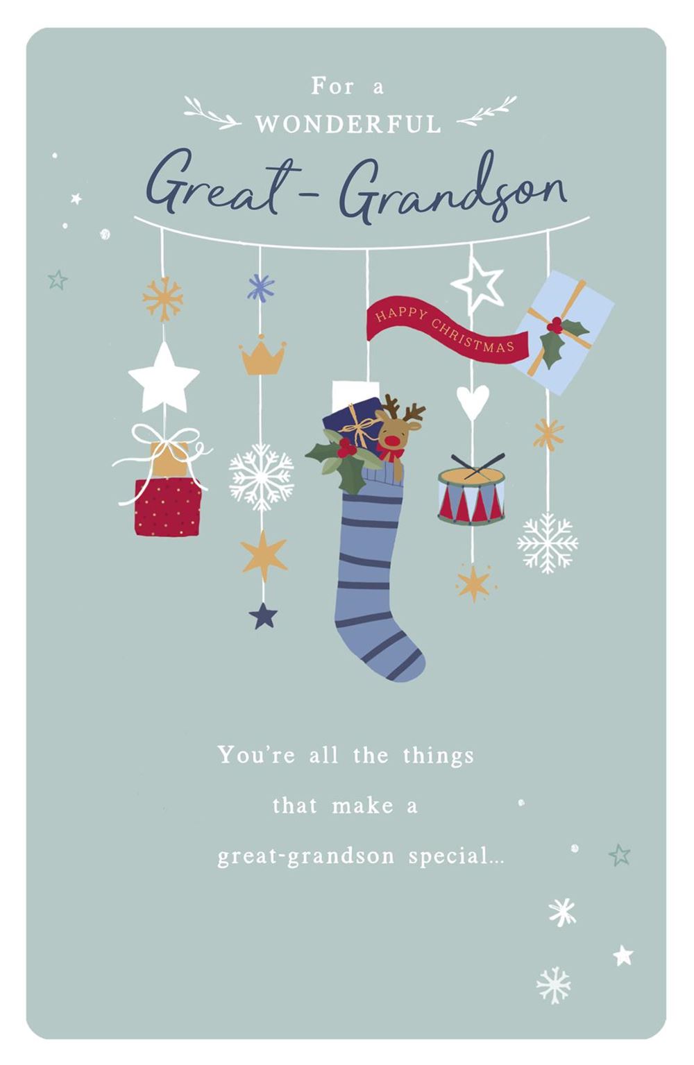 Great-Grandson Christmas Card - Stockings and Presents