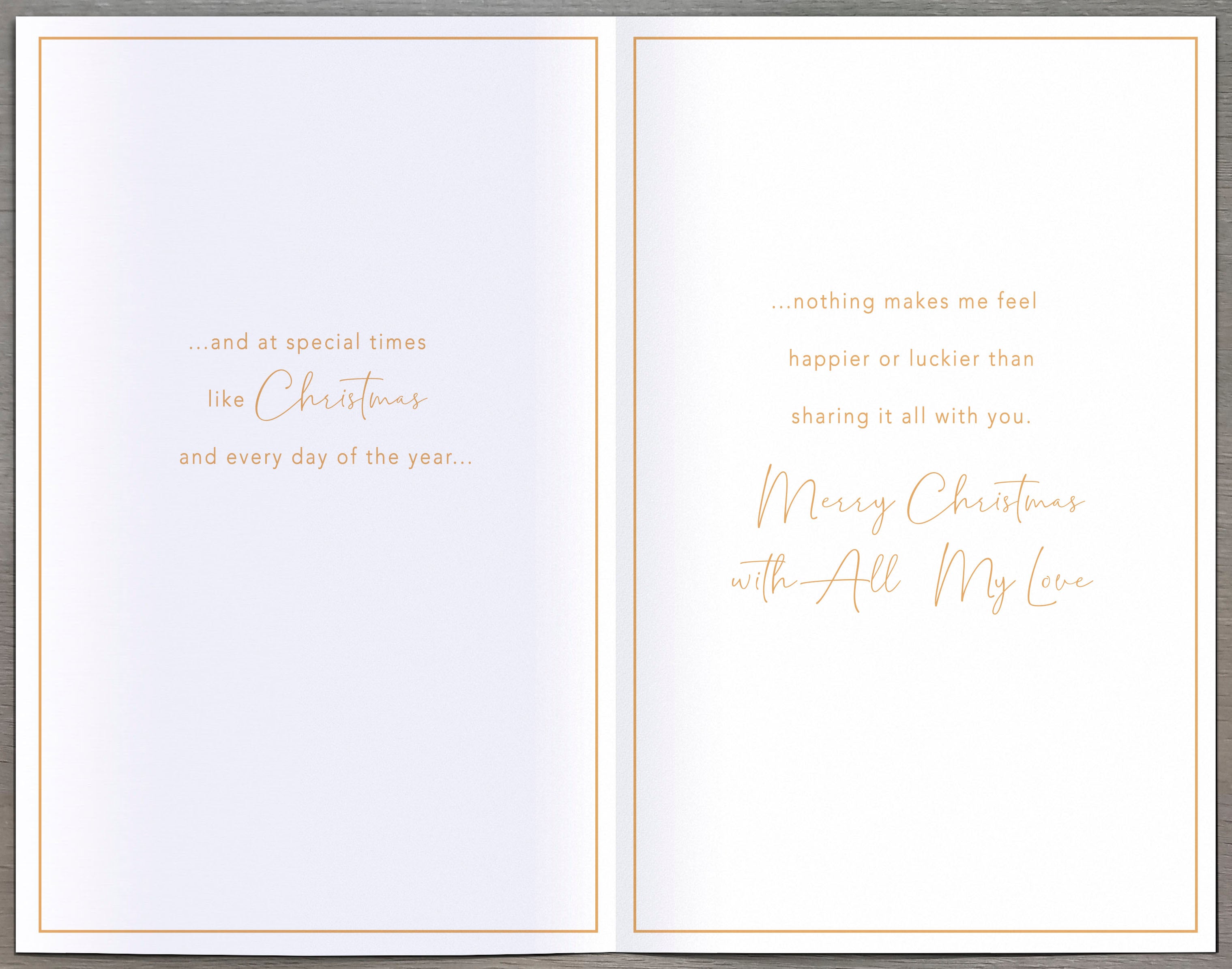 Large Wife Christmas Card - Solid Gold Heart Surrounded by Floral