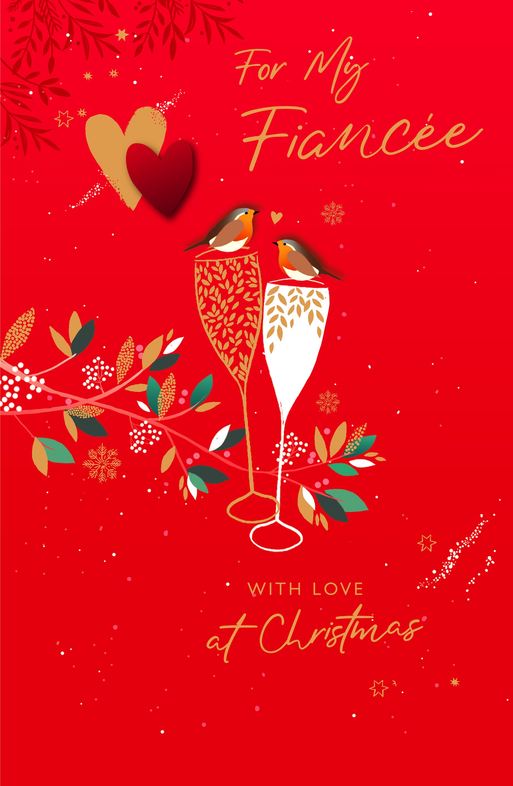 Fiancée Christmas Card - Robins & Fizz