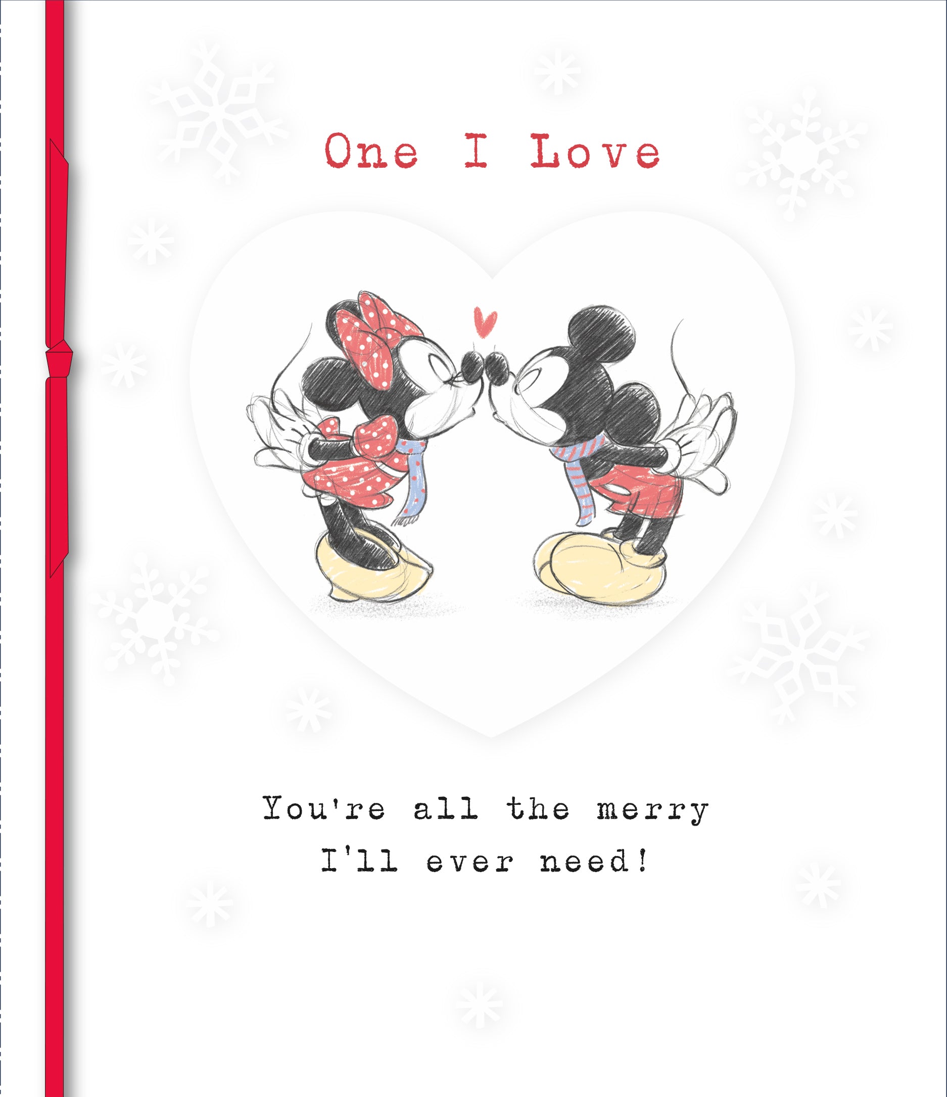 One I Love Christmas Card - Mickey & Minnie Kissing