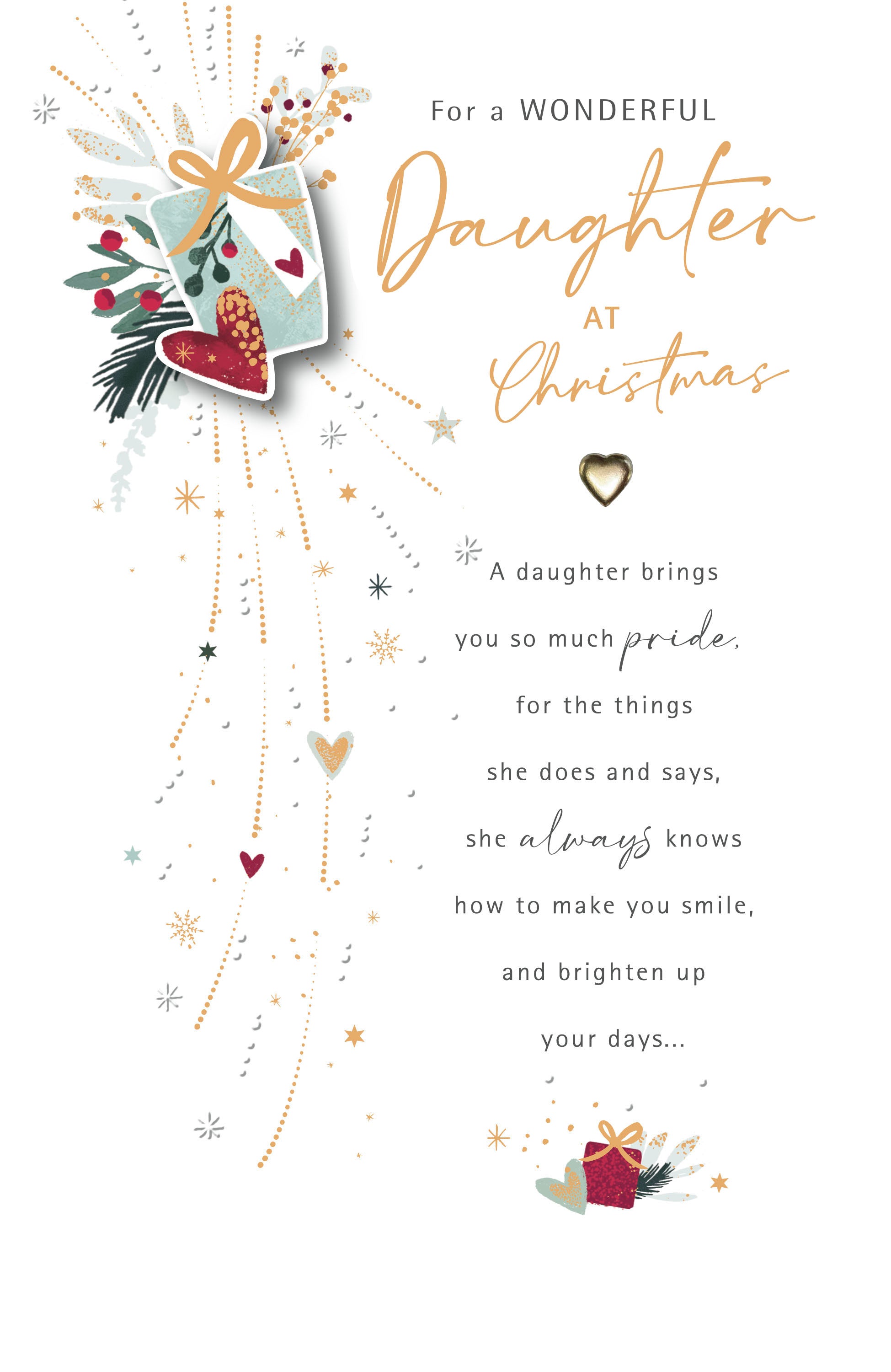 Daughter Christmas Card - Shooting Present and Heart