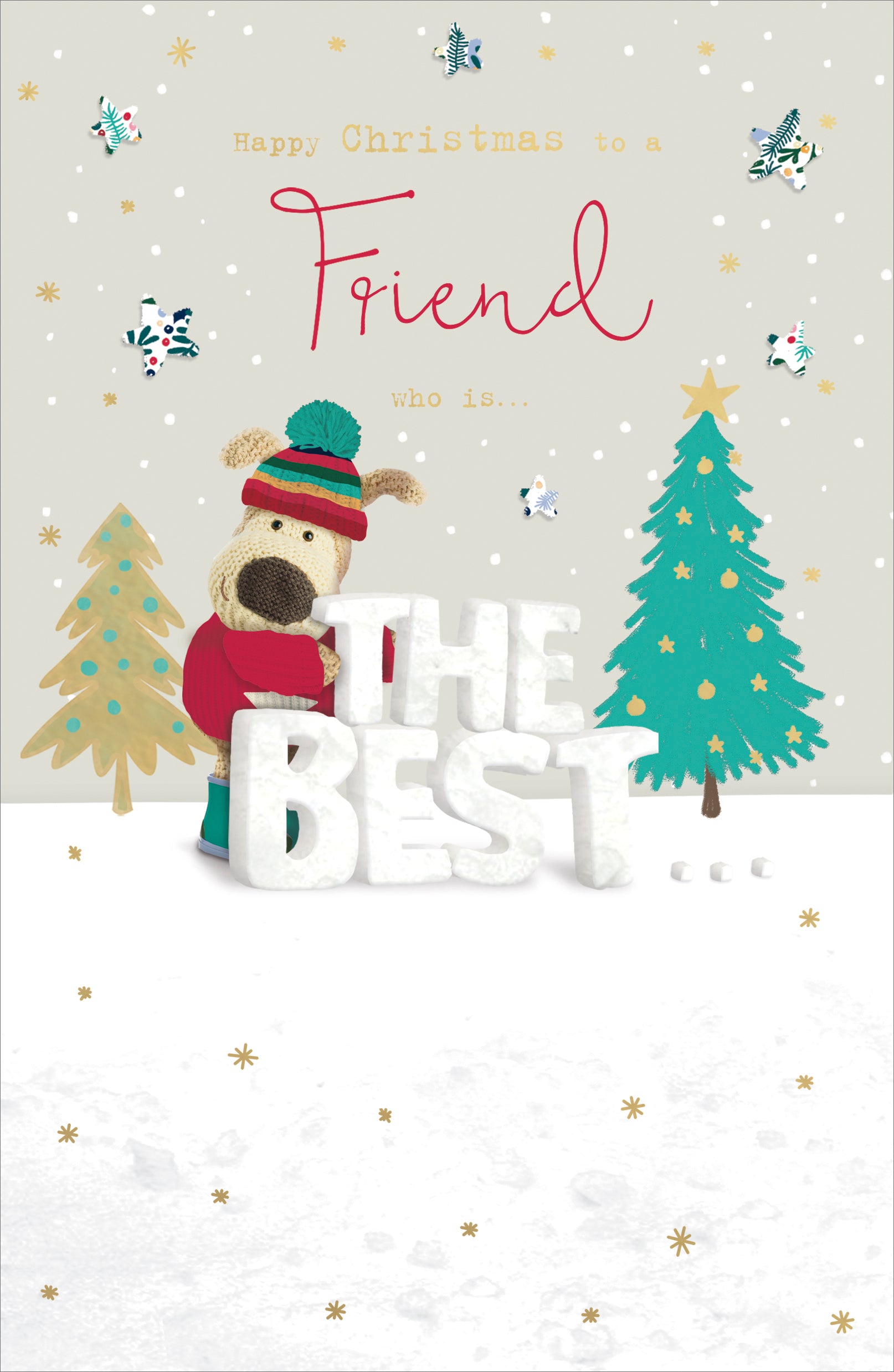 Friend Christmas Card - Snowscene with Boofles