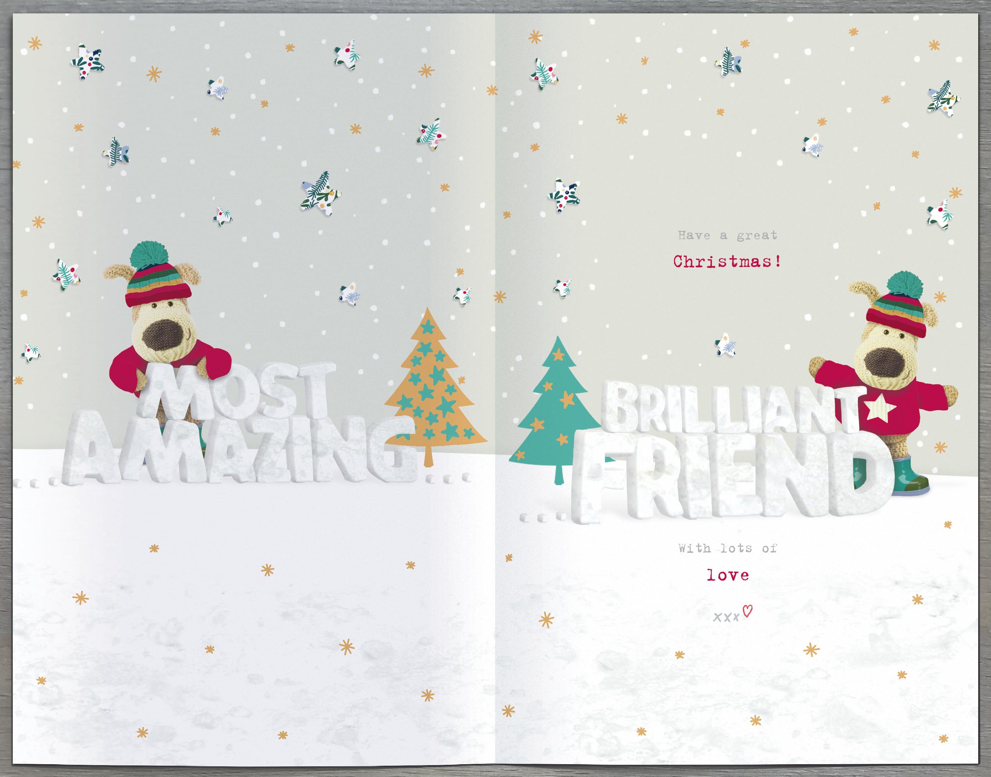 Friend Christmas Card - Snowscene with Boofles