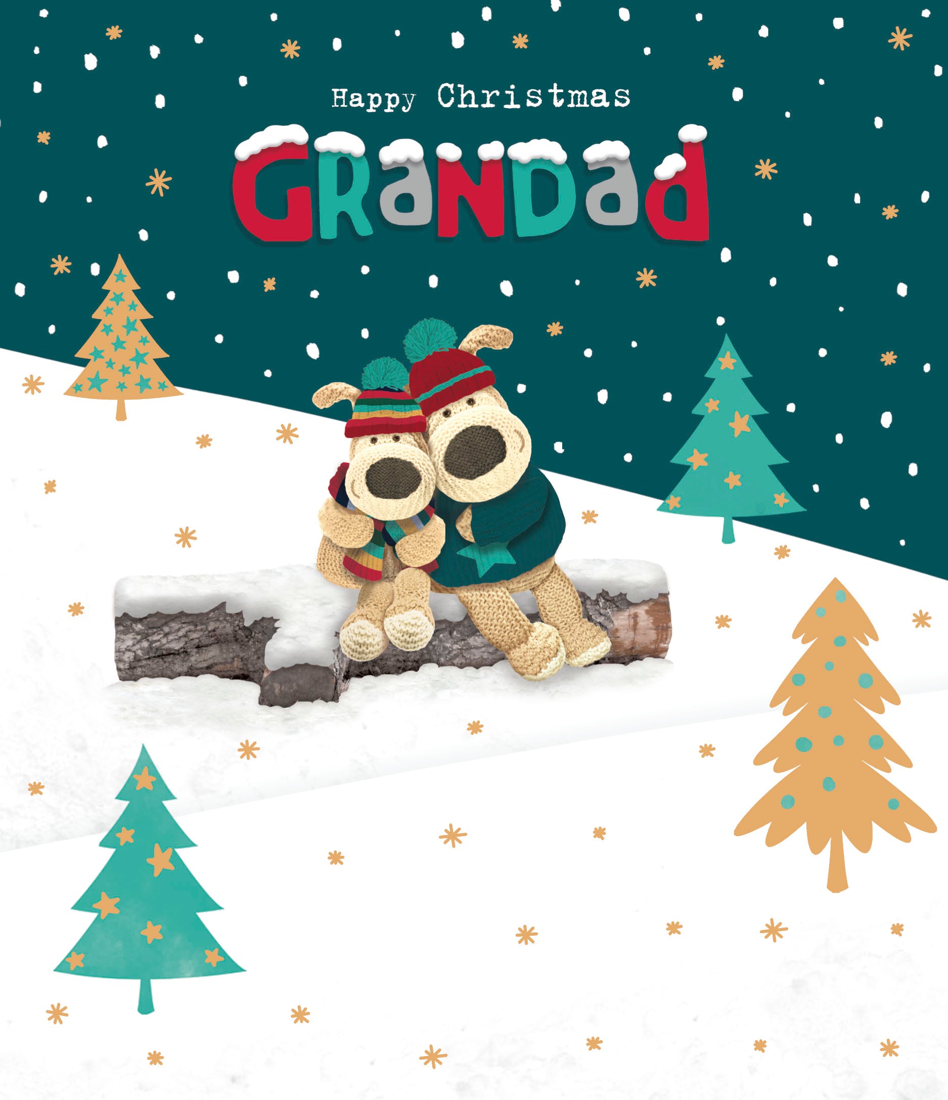 Boofle Happy Christmas Grandad Cute Snowy Snuggles Christmas Card