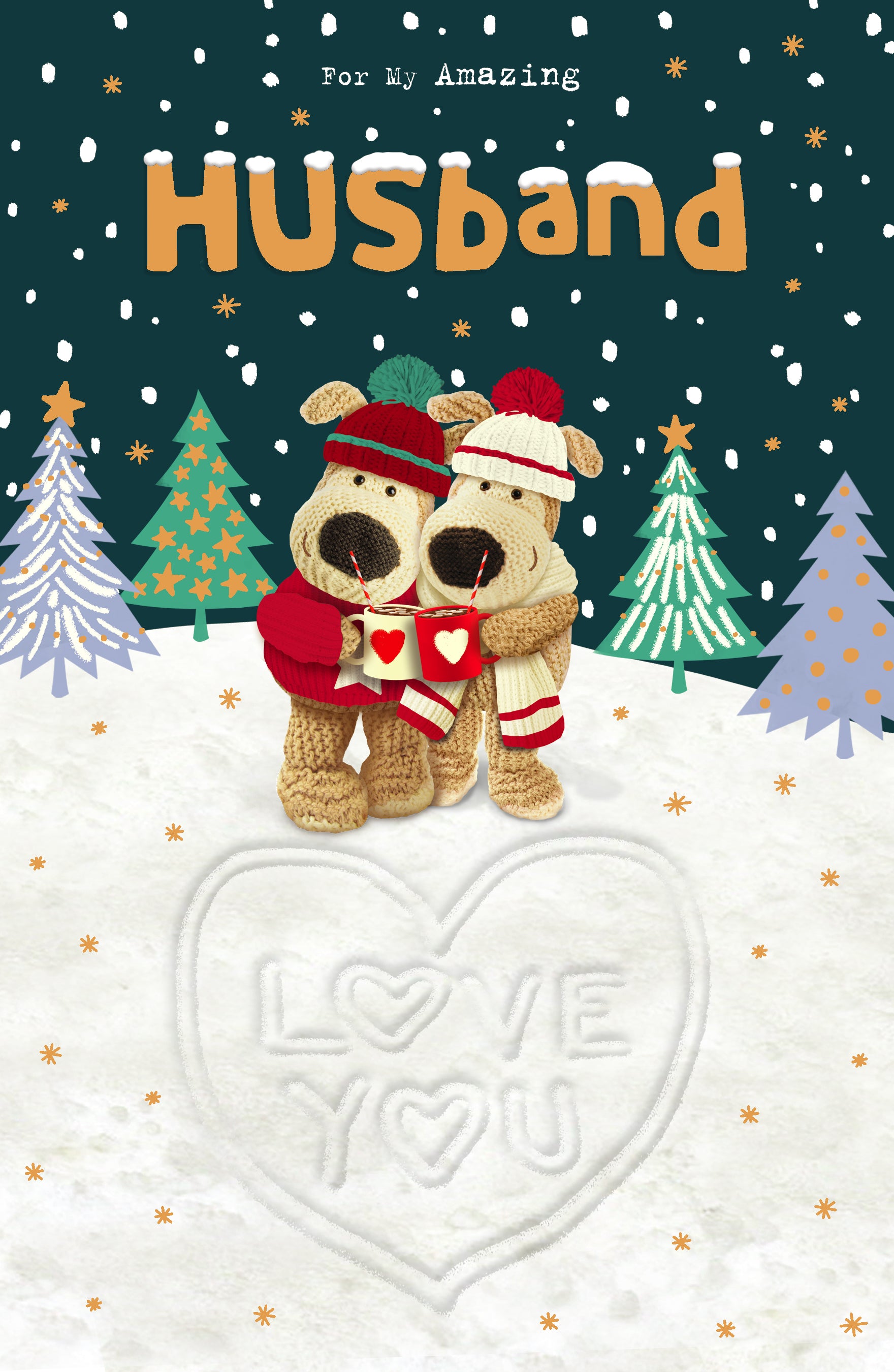 Husband Christmas Card - Boofles Sharing a Hot Chocolate