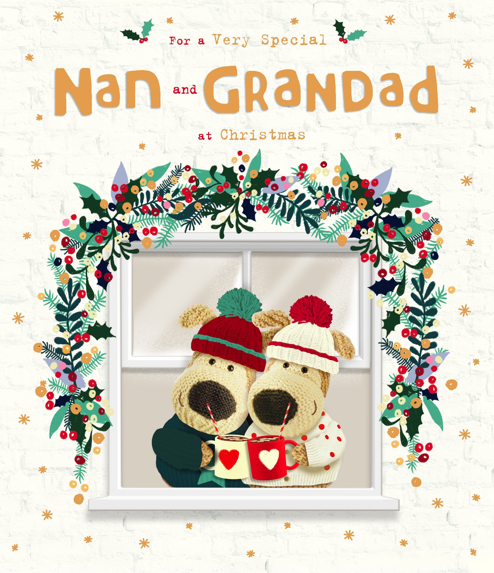 Nan & Grandad Christmas Card - Boofles Drinking a Hot Drink