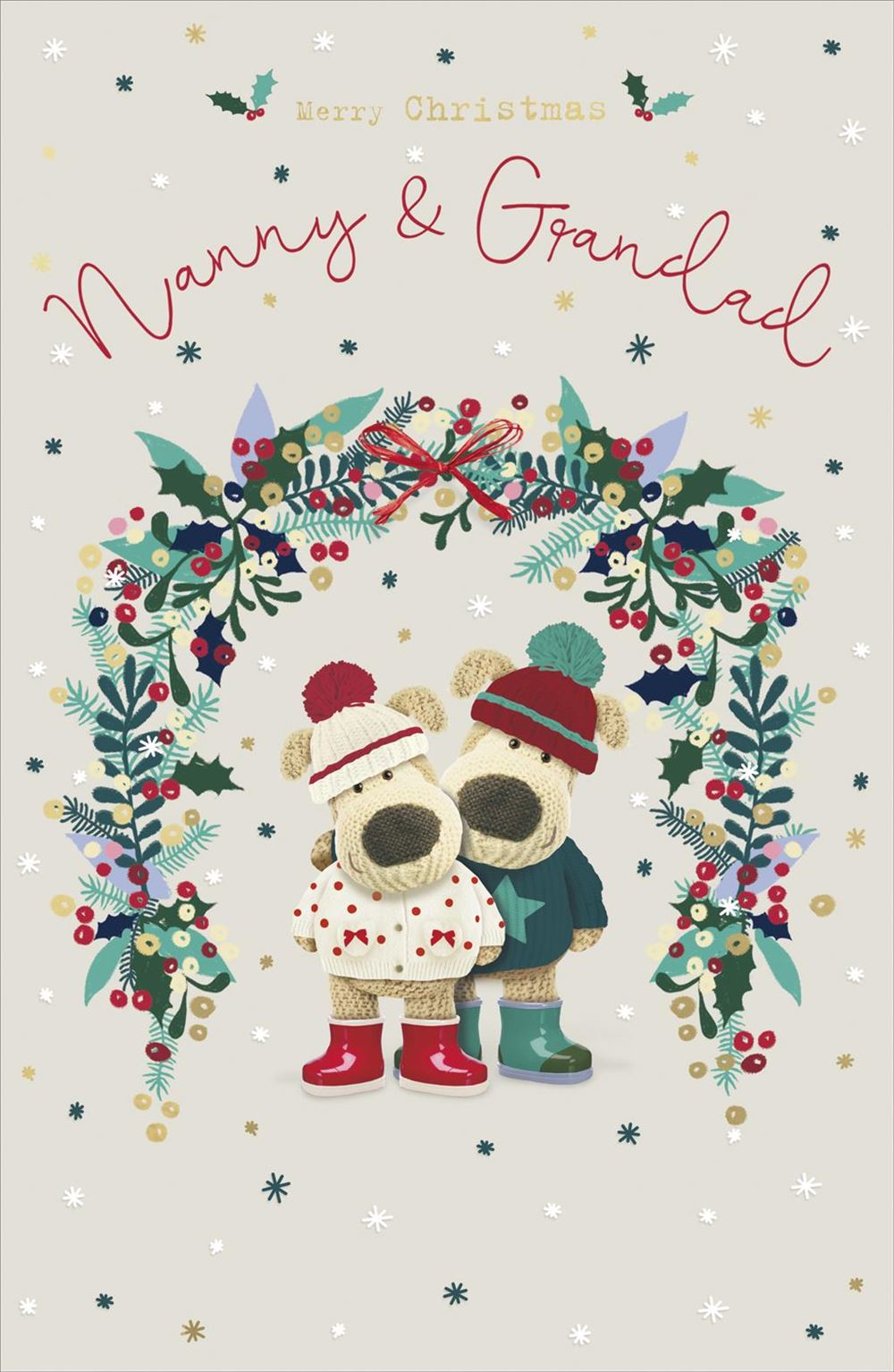 Nanny & Grandad Christmas Card - Boofles in Wellies