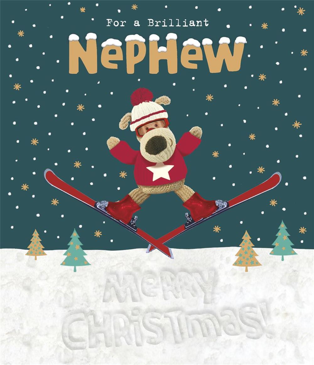 Nephew Christmas Card - Boofles Skiing Performing Tricks