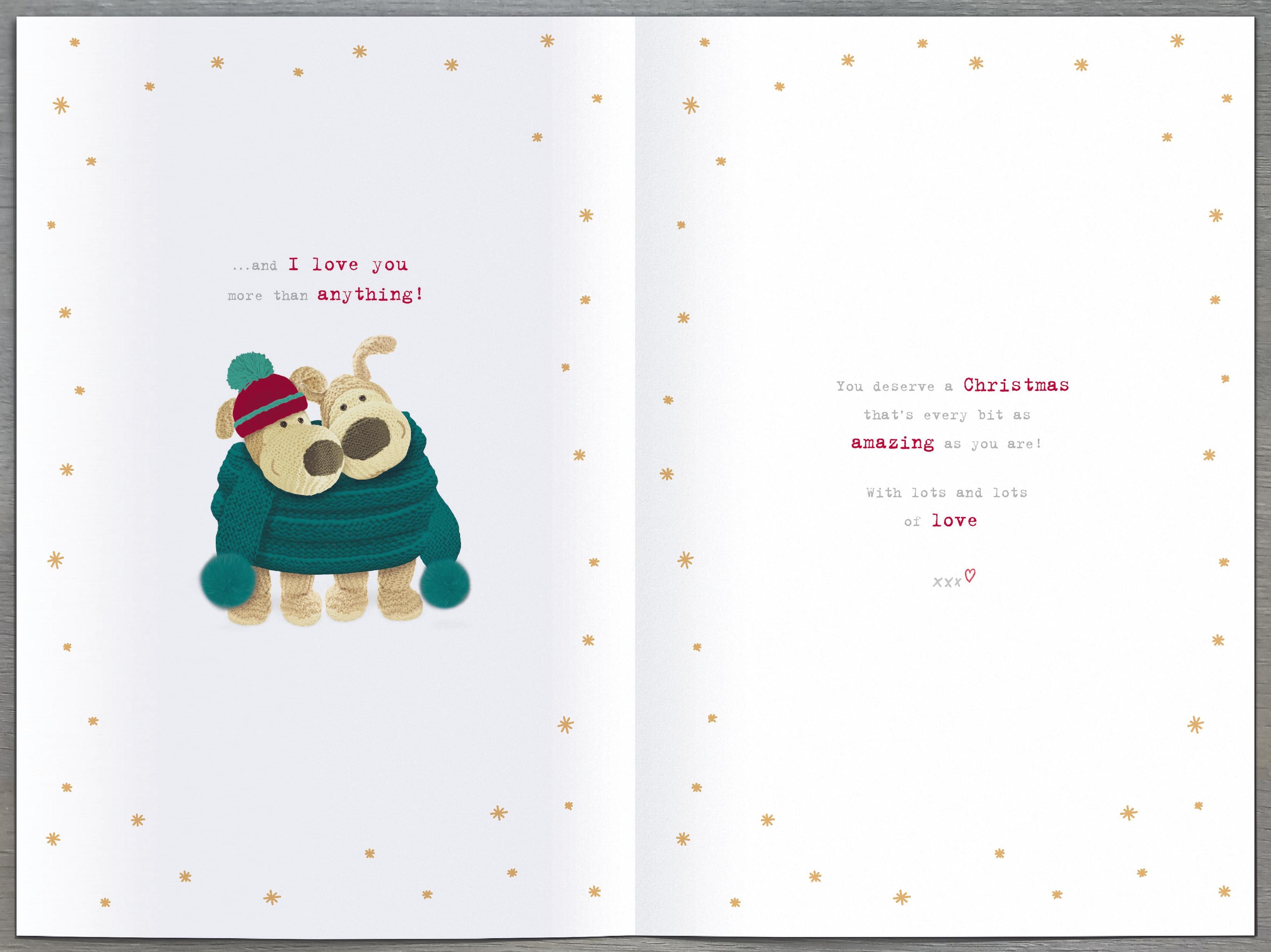 Boofles Wrapped in Scarf Fiancé Christmas Card