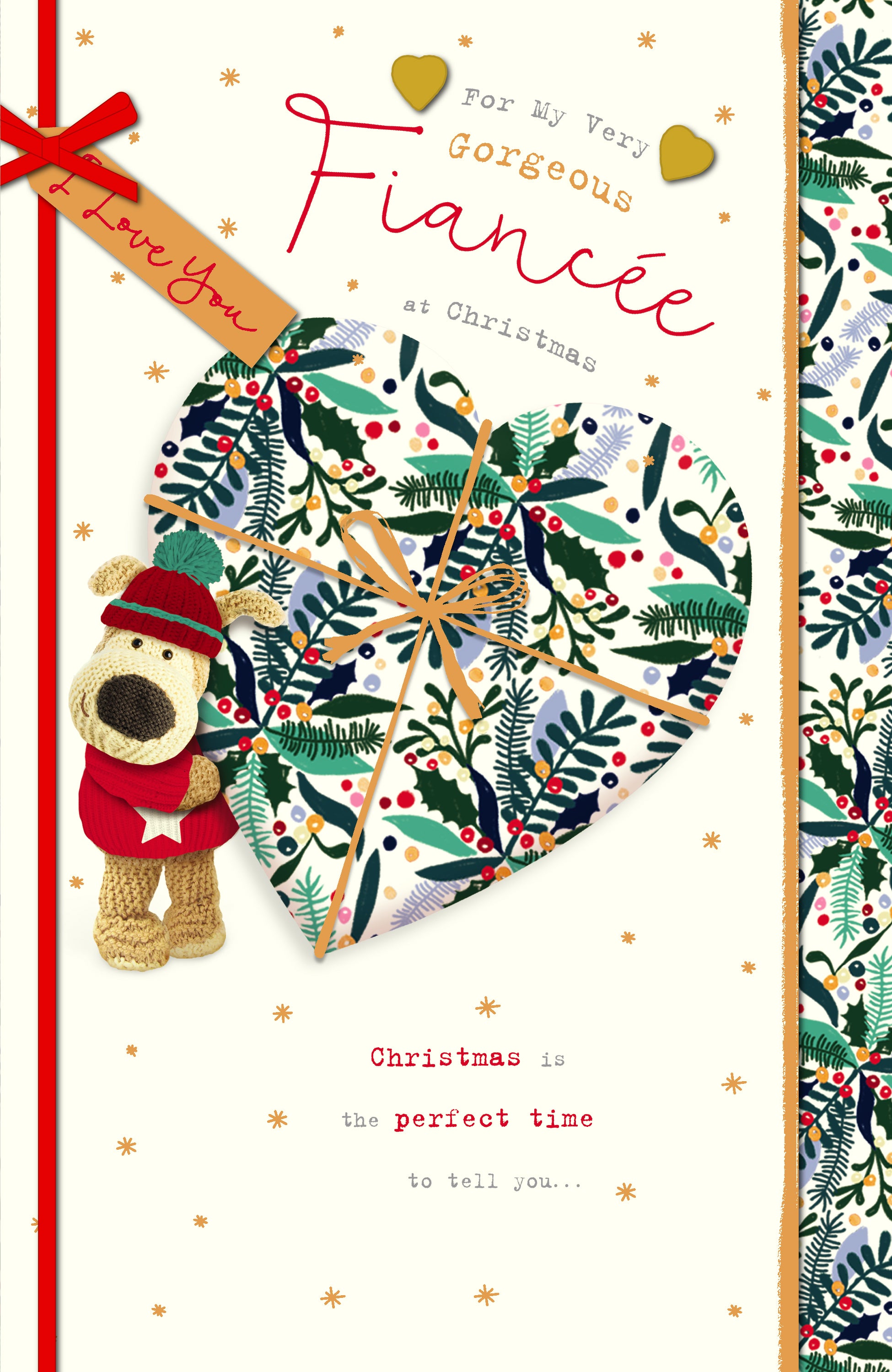 Boofle Standing Near Large Present Fiancée Christmas Card