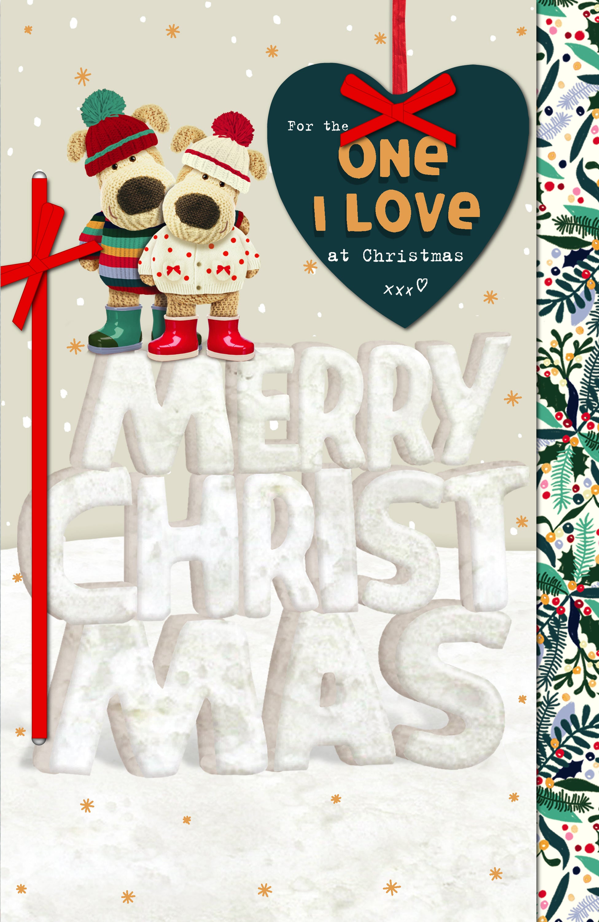 One I Love Christmas Card - Boofles Couple on 3D Letters