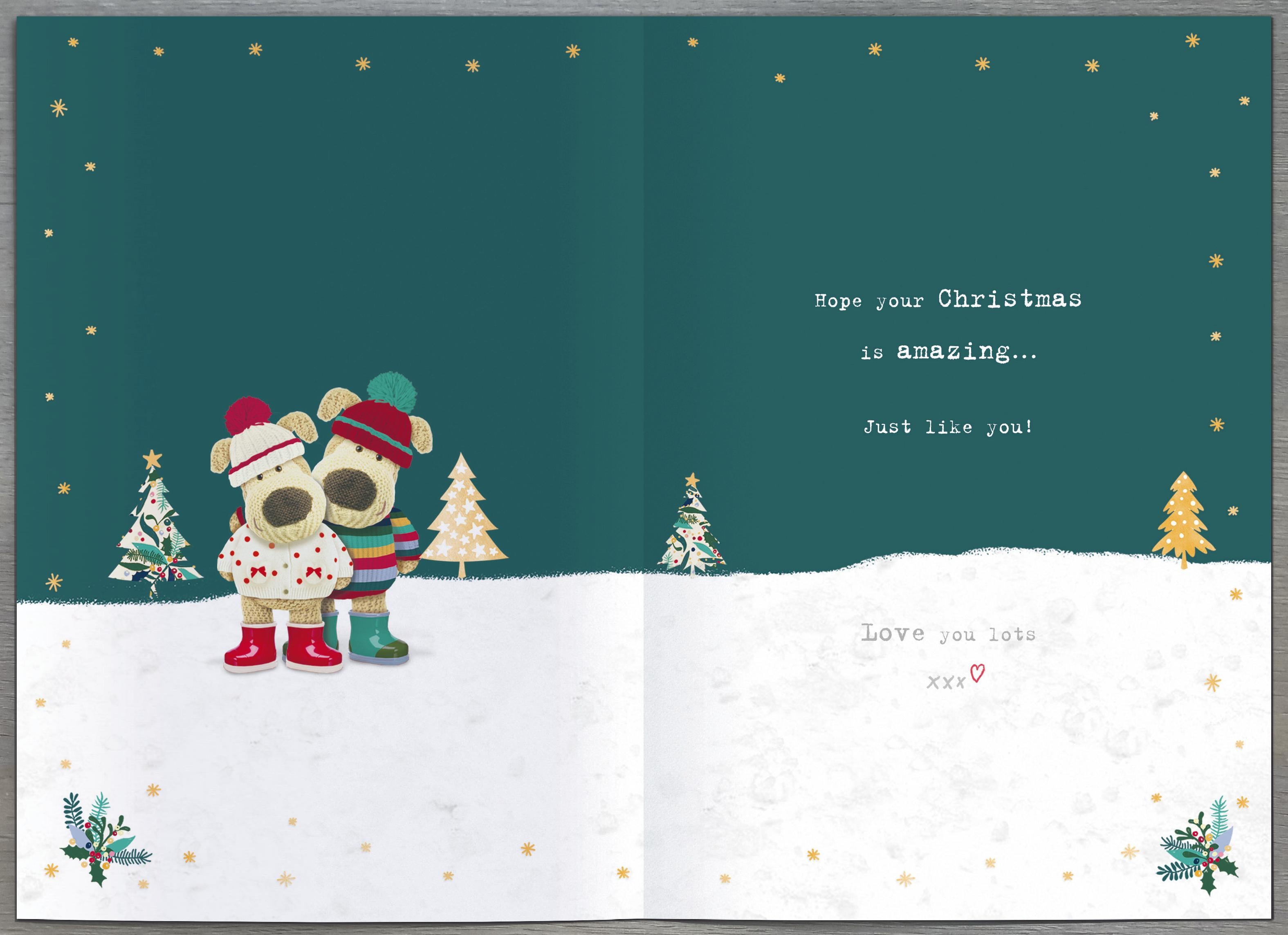 One I Love Christmas Card - Boofles Couple on 3D Letters