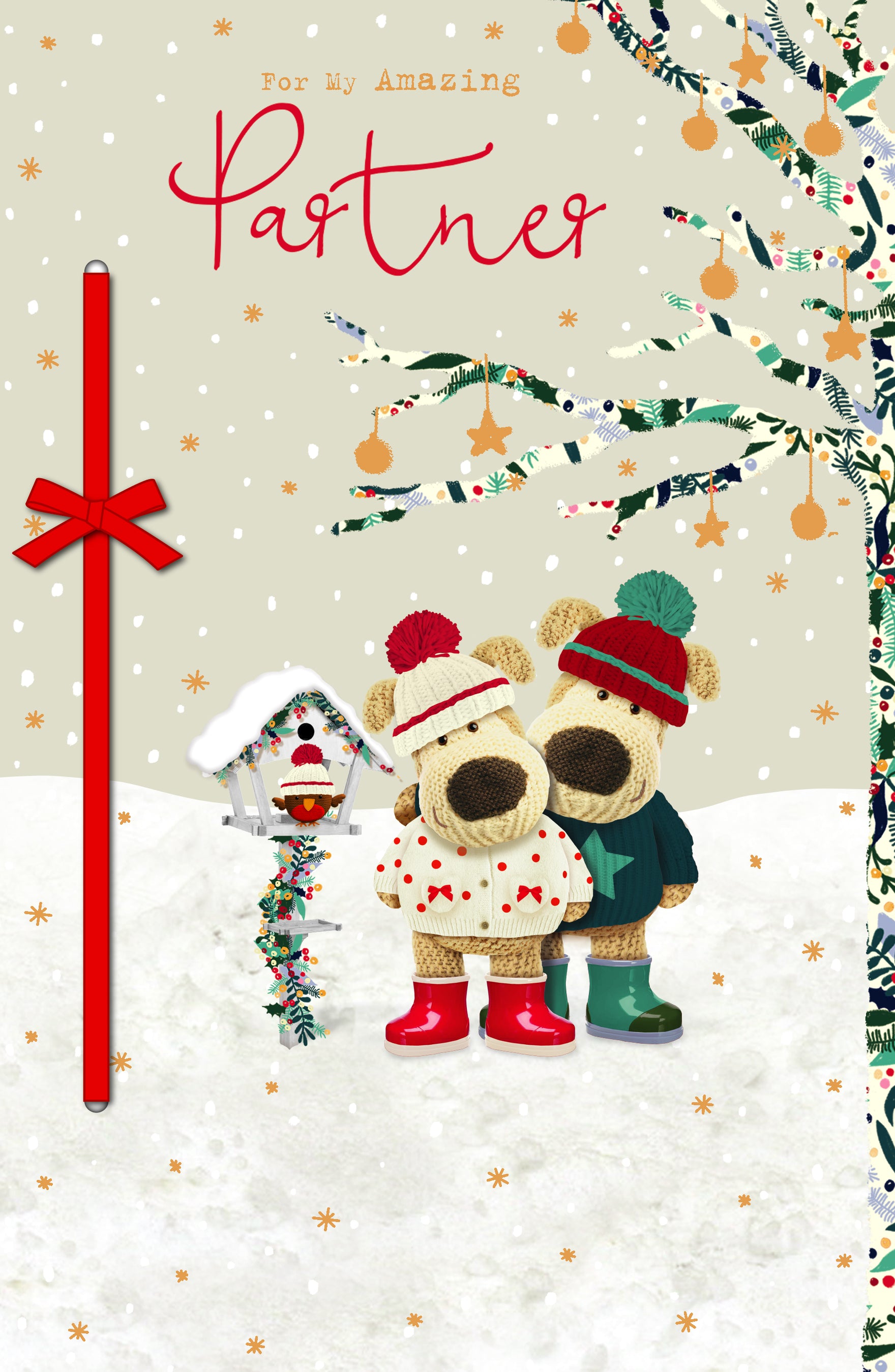 Partner Christmas Card - Boofles Next to Bird Table