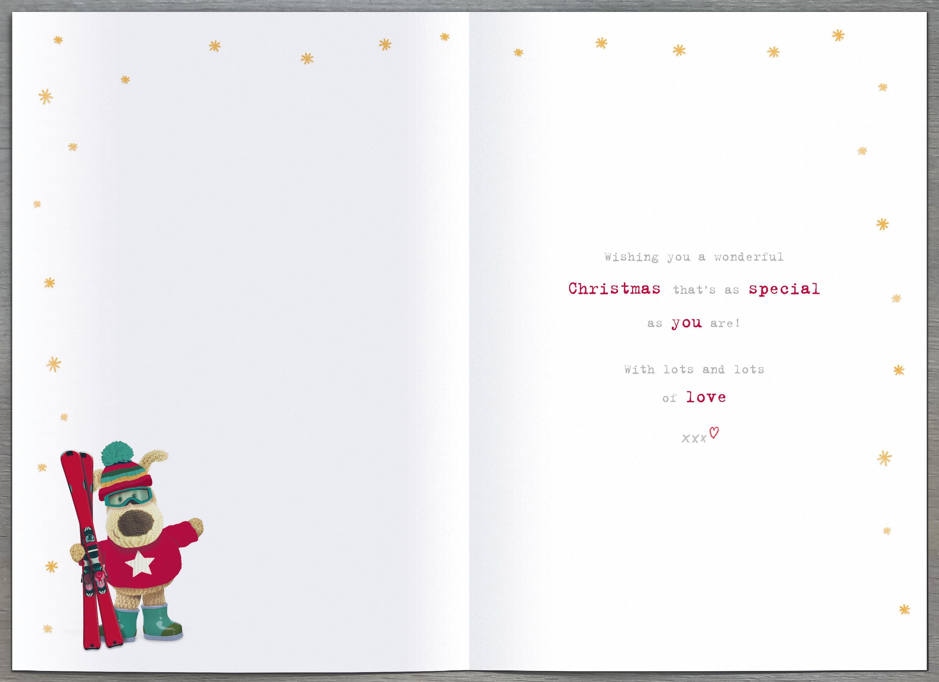 Son Christmas Card - Boofles Skiing