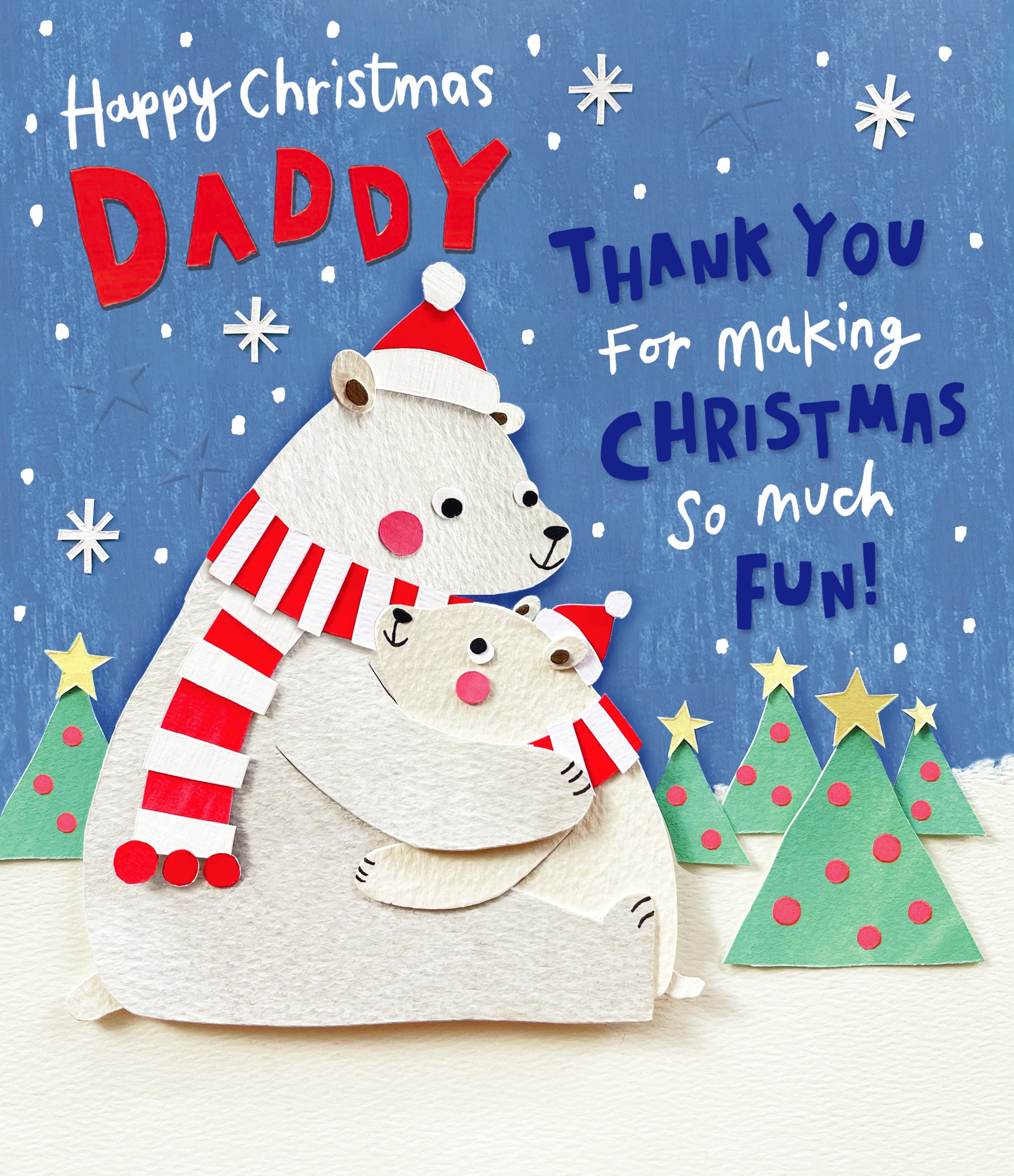 Daddy Christmas Card - Polar Bears Hugging