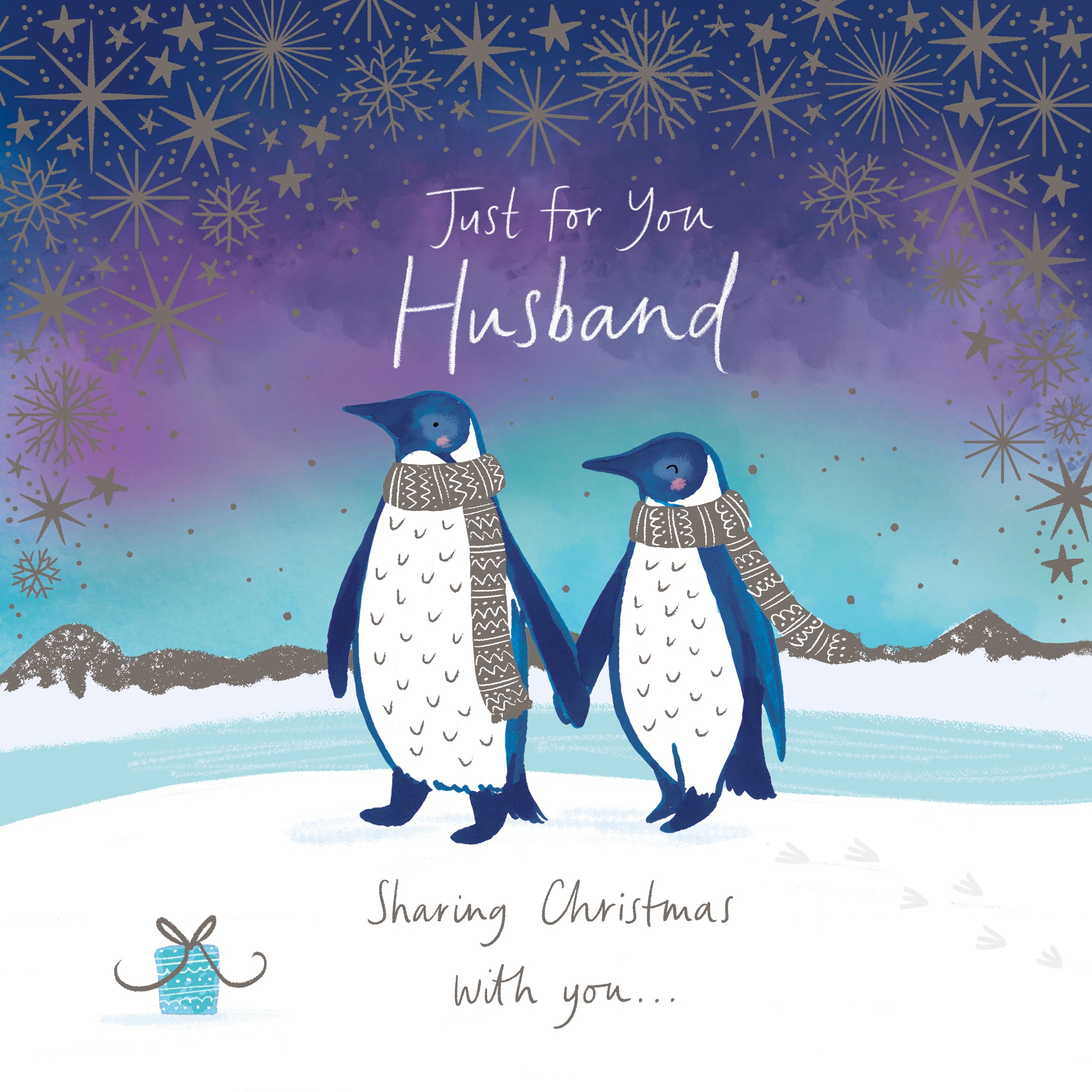 Husband Christmas Card - Penguins Holding Hands