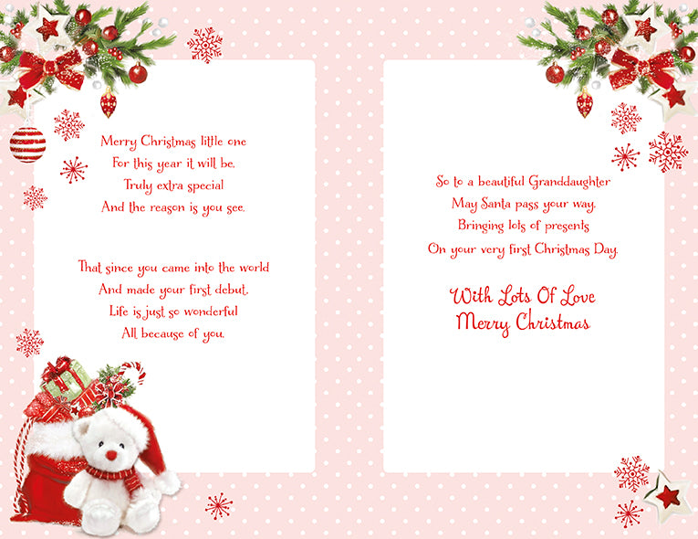 With Love To A Special Granddaughter On Your 1st Christmas Card