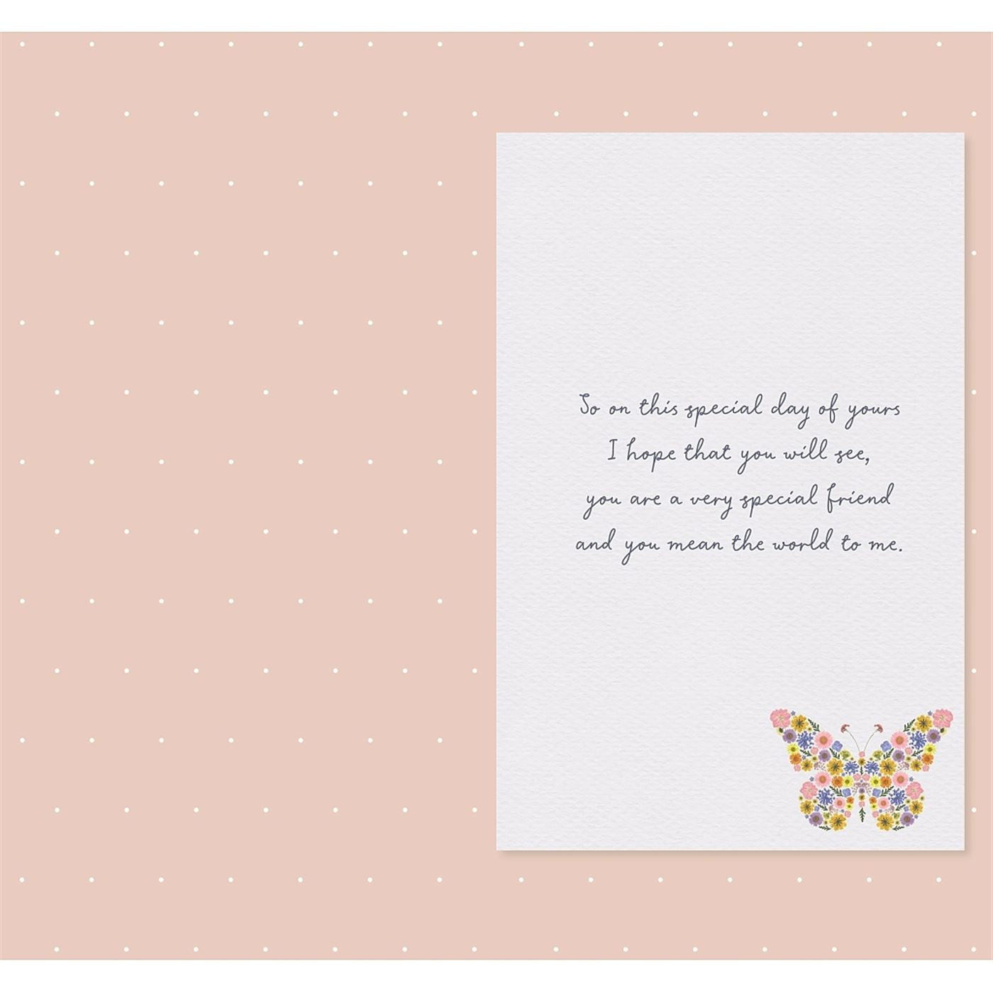 Special Friend Birthday Card - Flowers And Butterflies