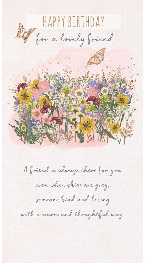 Special Friend Birthday Card - Flowers And Butterflies