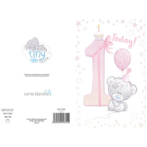 1st Birthday Girl Card - Me To You Teddy and Balloon In Pink