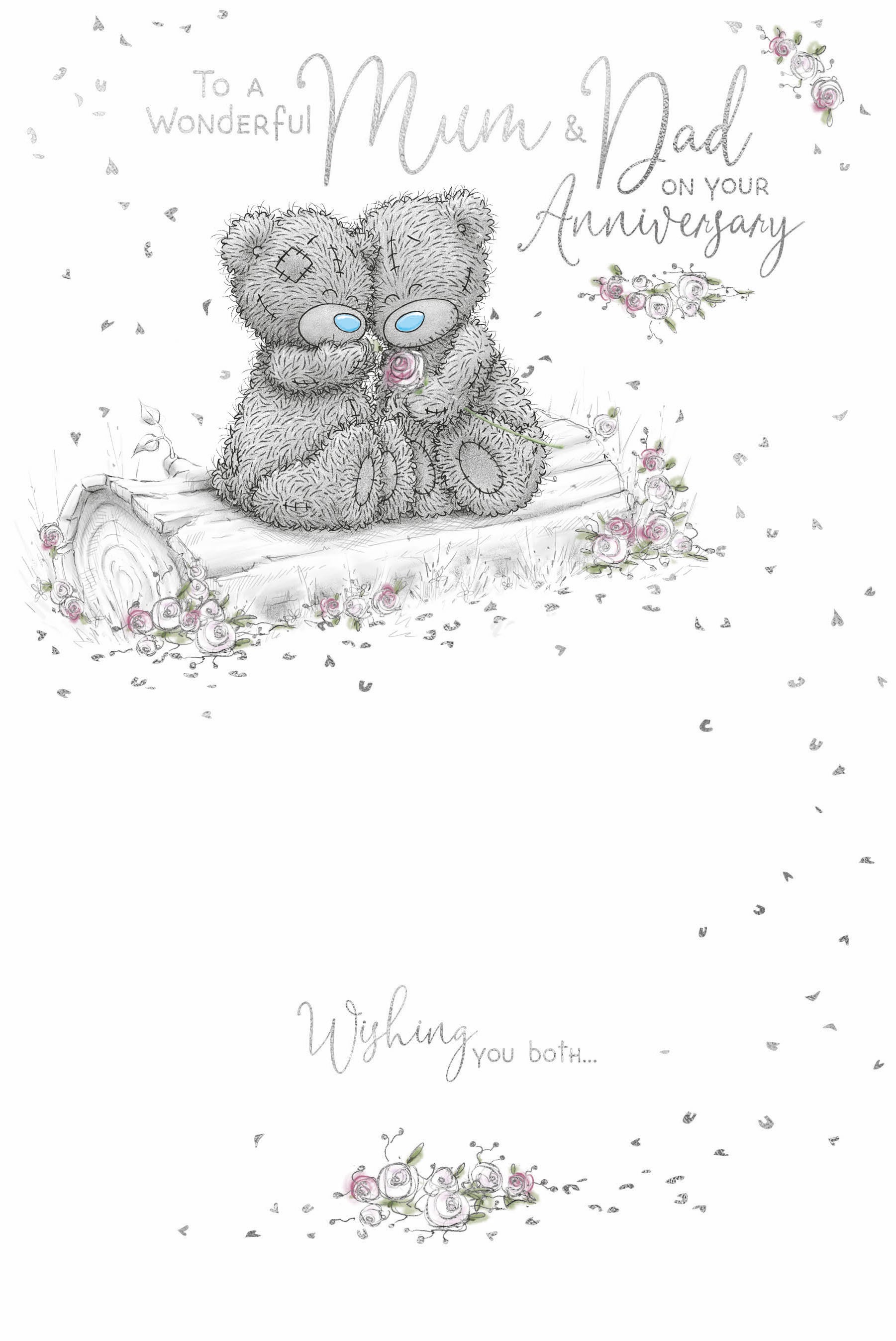 Mum and Dad Anniversary Card - Bears On Log