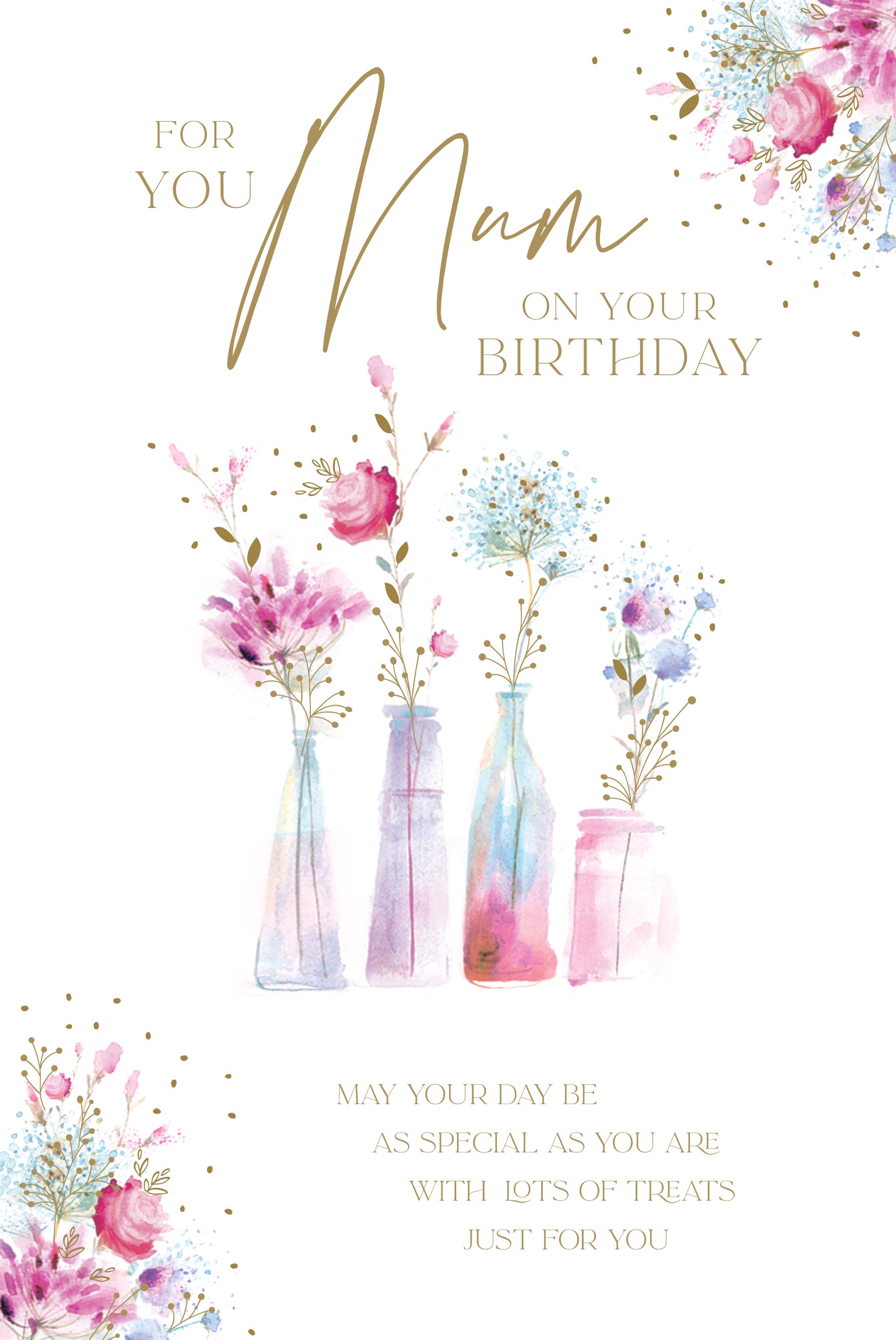 Mum Birthday Card - Flowers In Vases