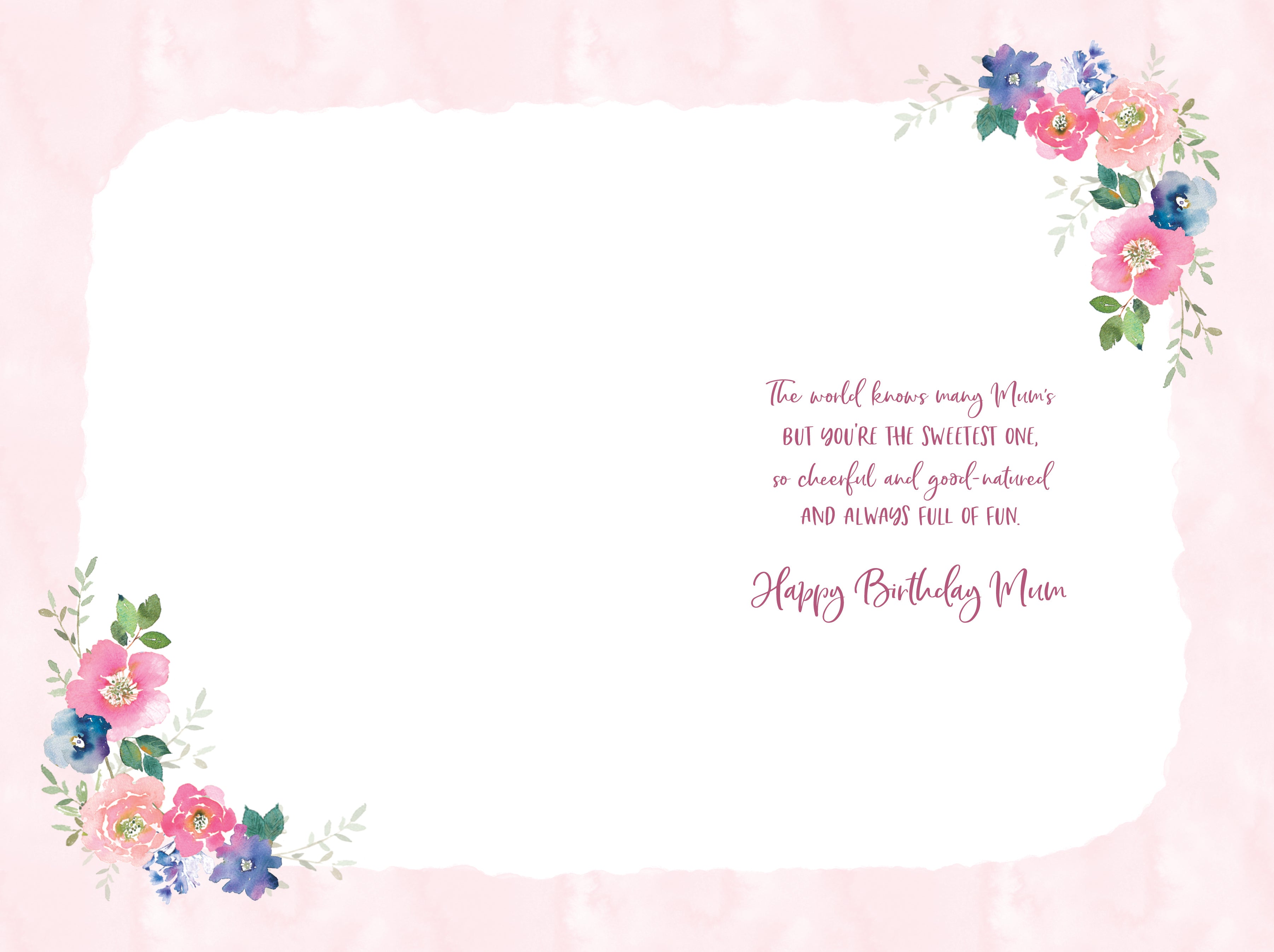 Mum Birthday Card - Text And Flowers