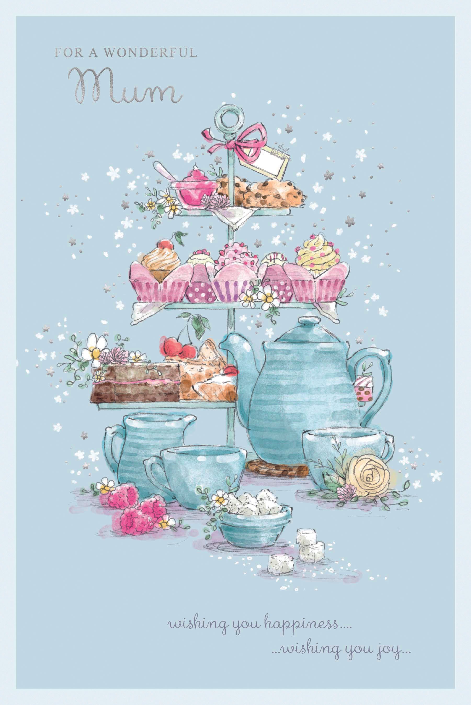 Mum Birthday Card - Tea And Cake Stand