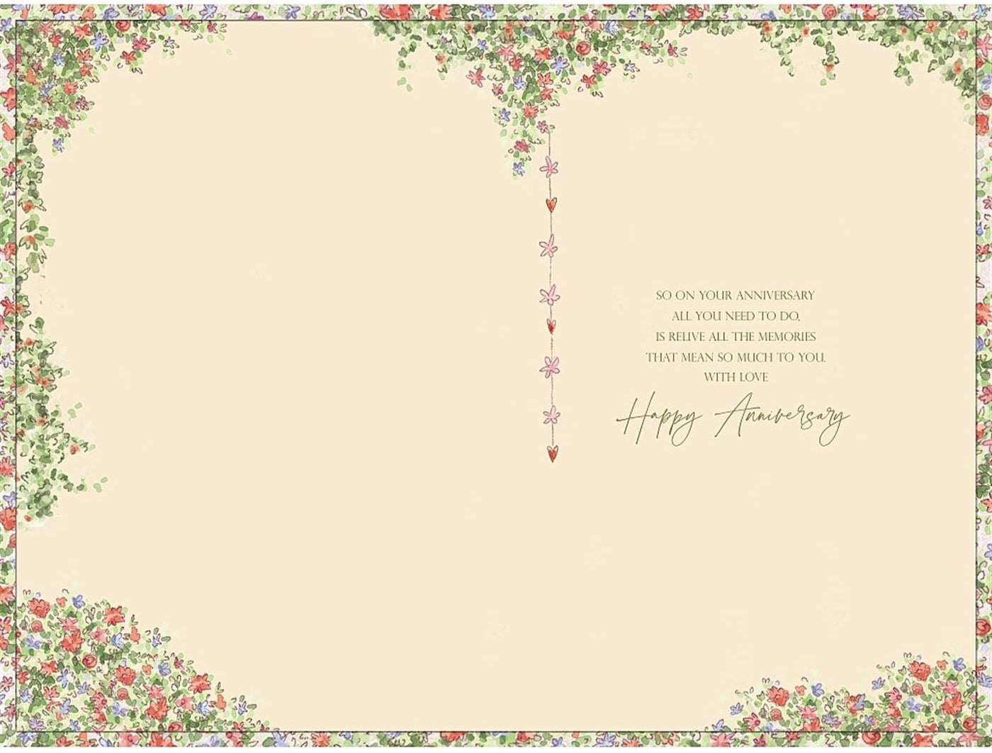 Daughter and Son-In-Law on Your Anniversary Card - Floral Words