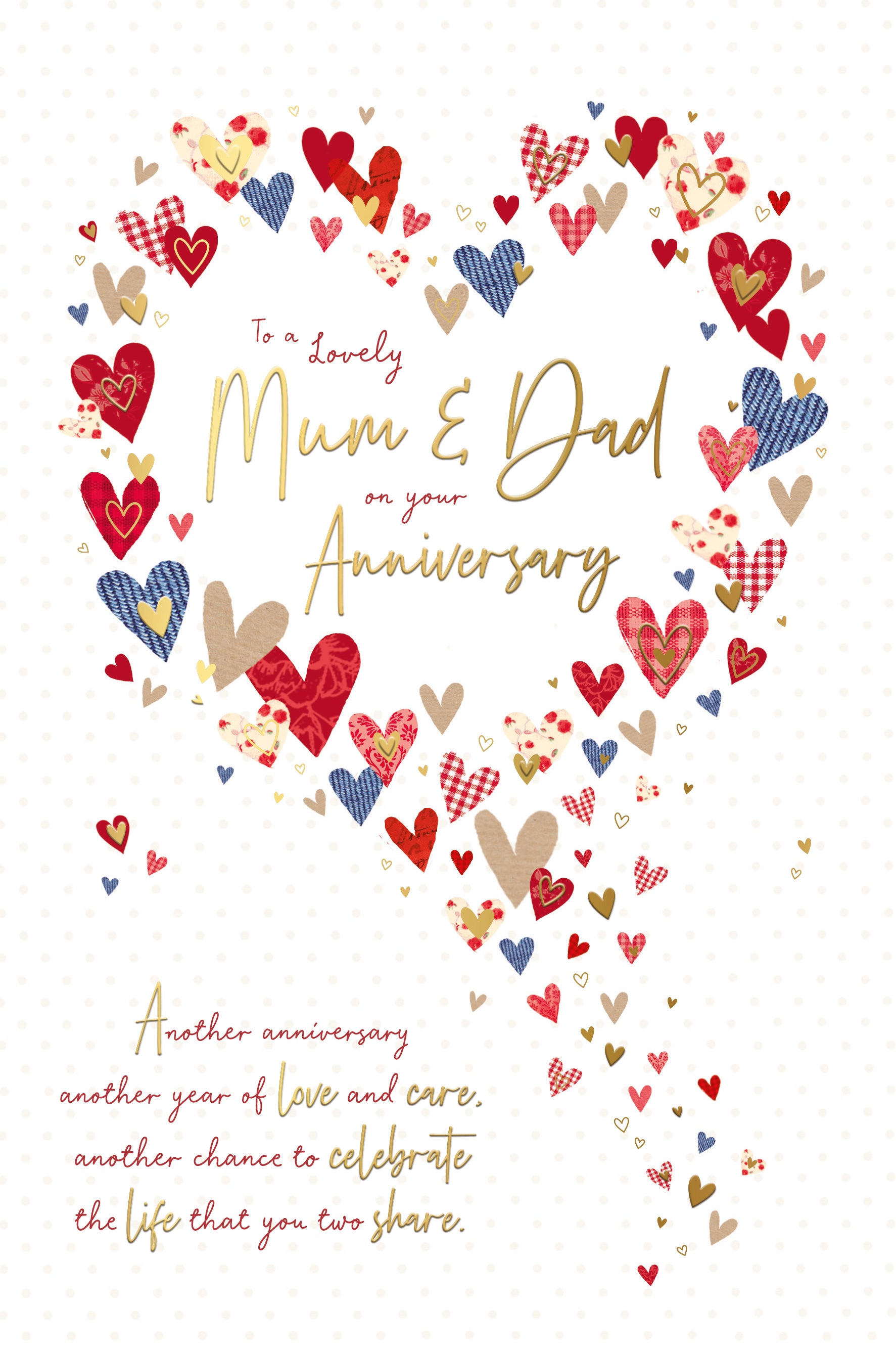 Mum and Dad Anniversary Card - Hearts