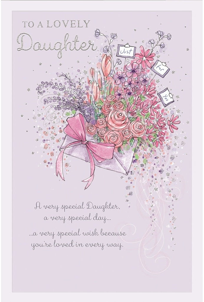 Daughter Birthday Card - Envelope And Flowers