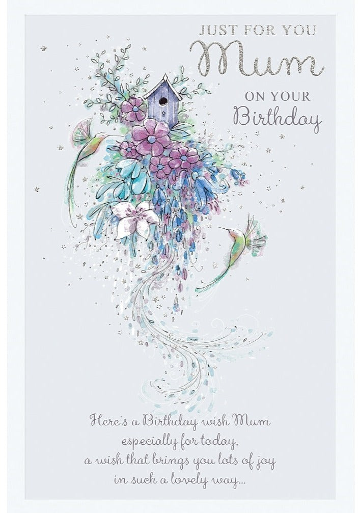 Mum Birthday Card - Flowers And Birds