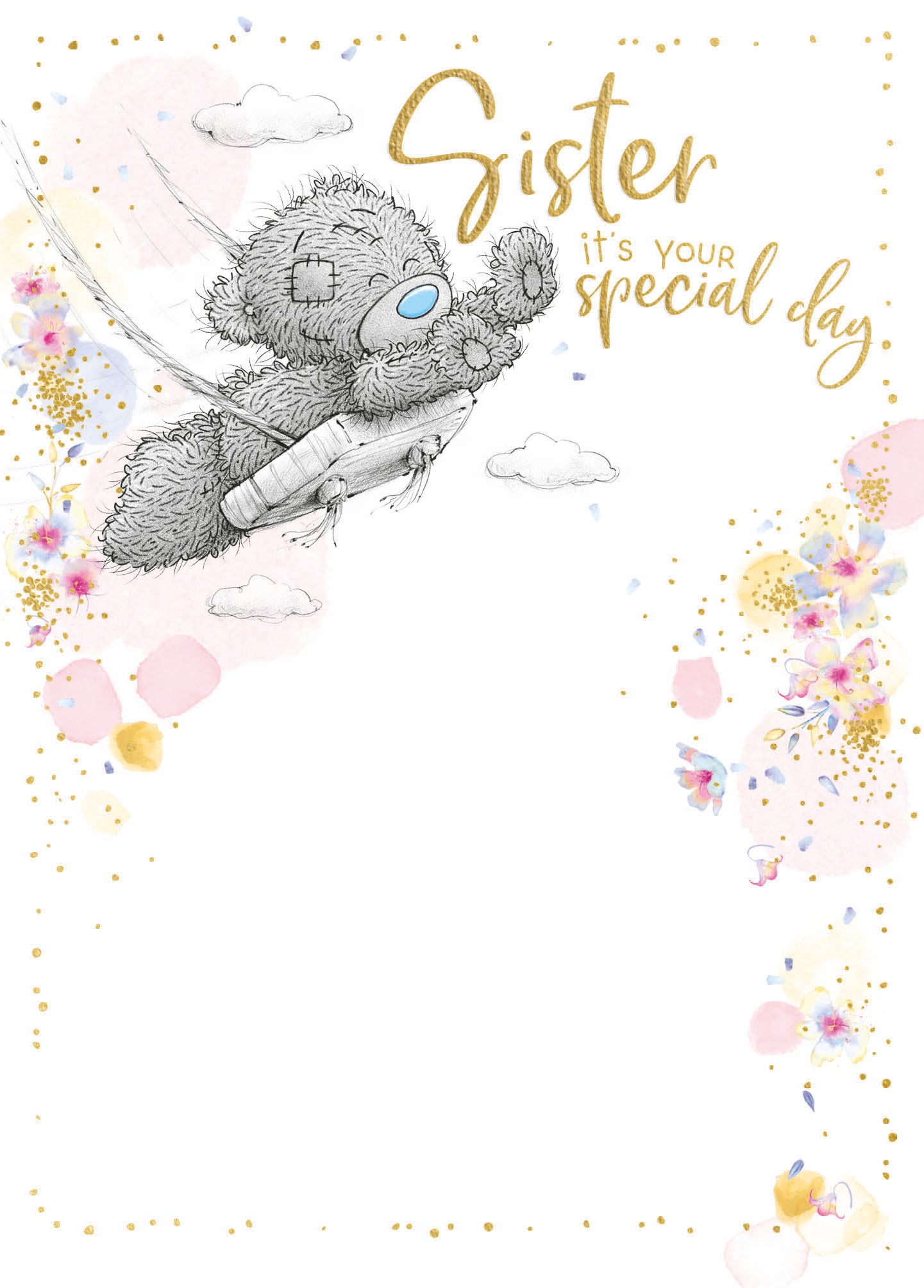 Sister Birthday Card - Bear On Swing