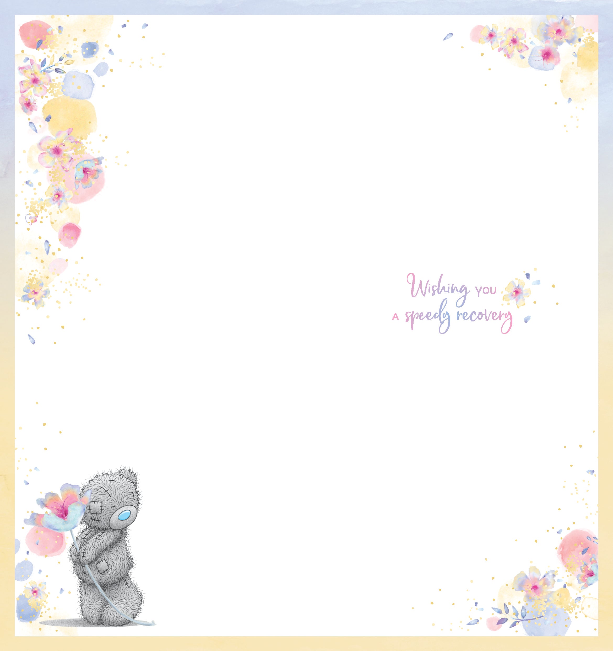 Get Well Soon Card - Bear Holding Flower