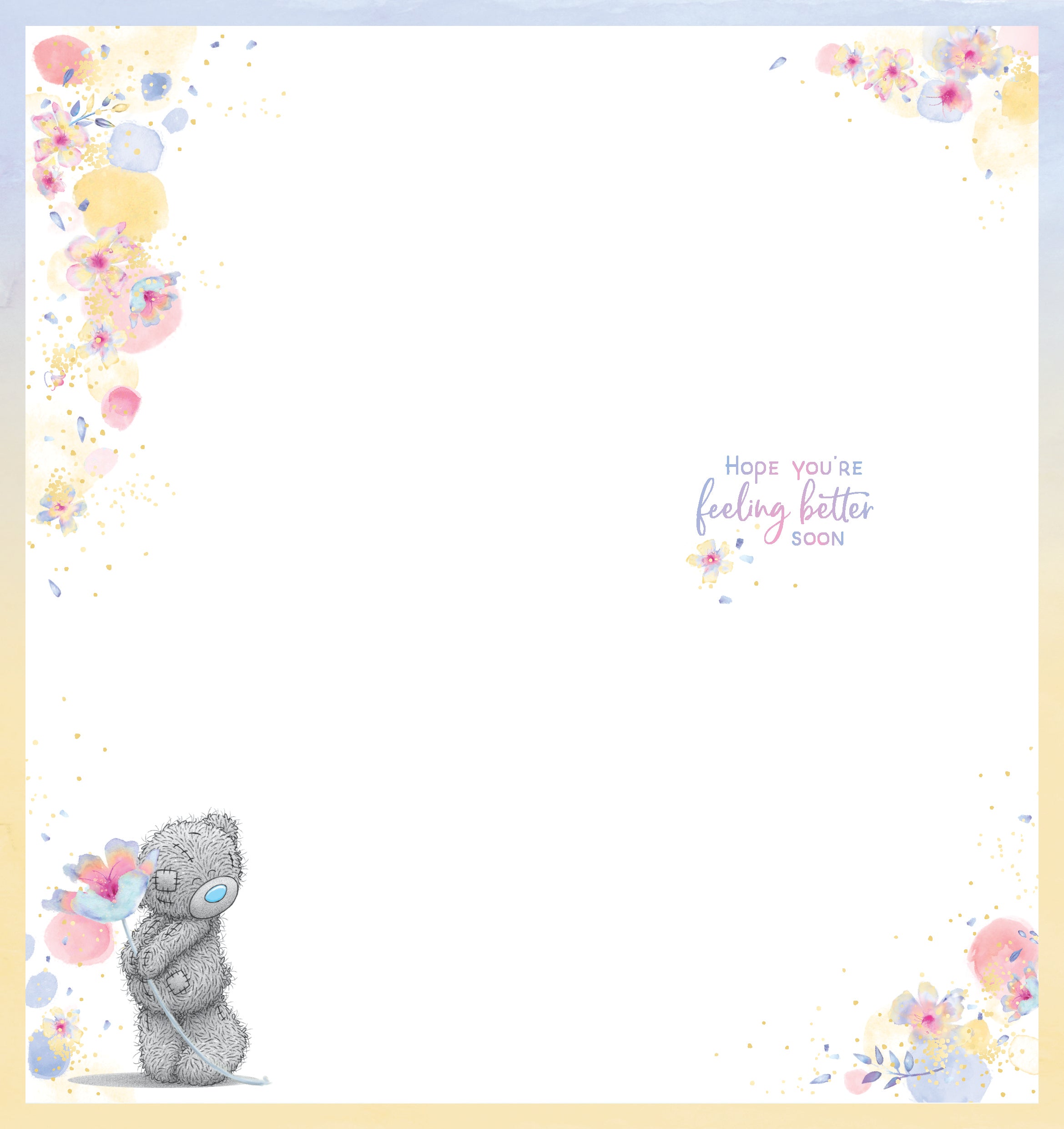 Get Well Soon Card - Bear Sending Flower