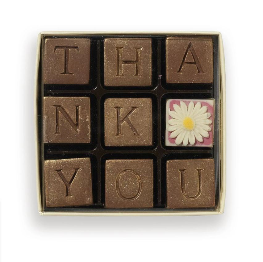 New Mon Handmade milk and white chocolate Thank You carton - 10x10x3cm