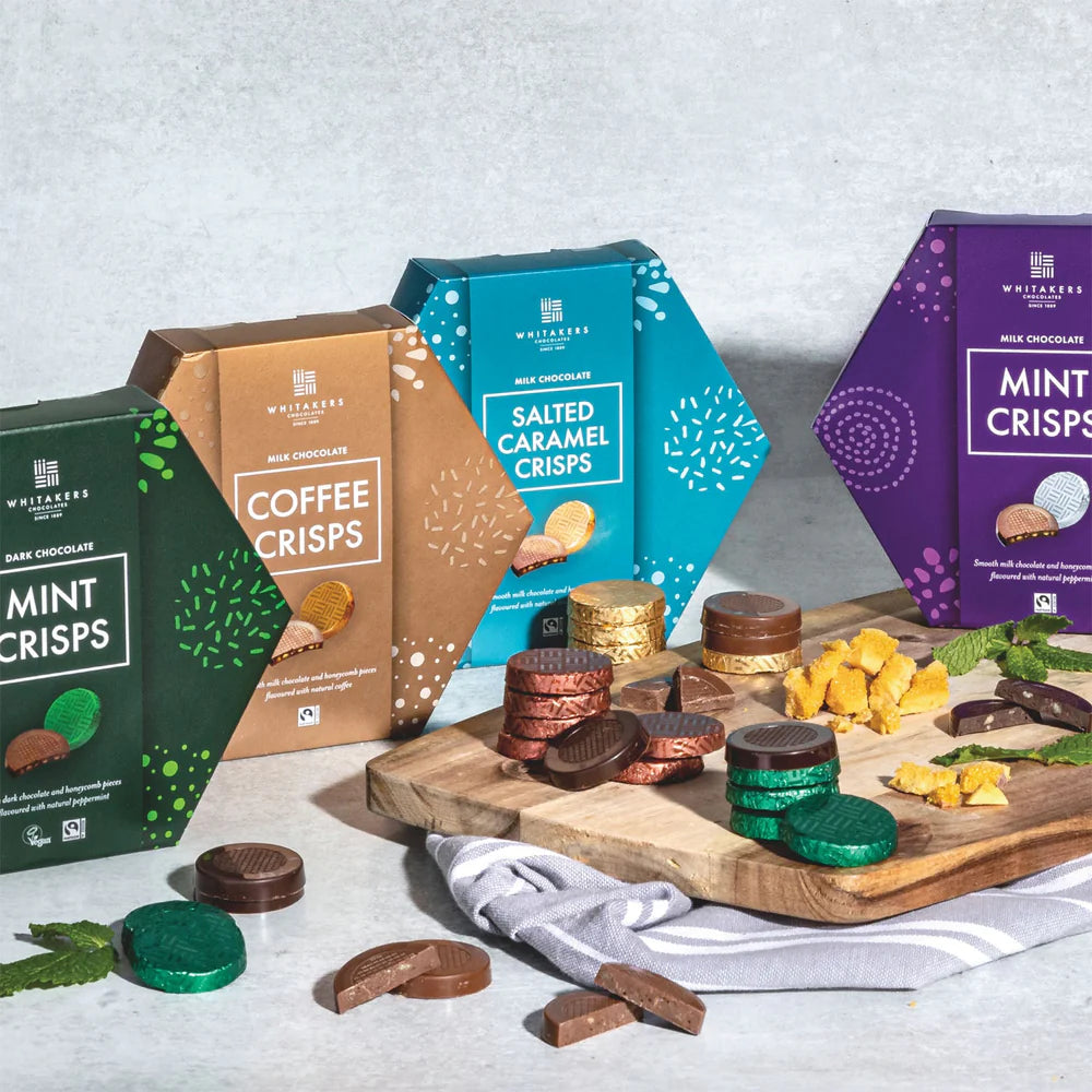 Whitakers Foiled Milk Mint Honeycomb Crisps in Hexagon Box