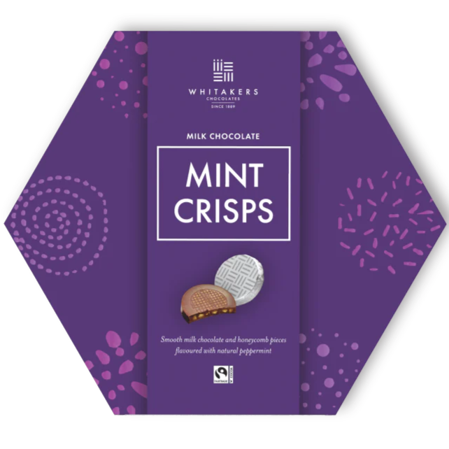 Whitakers Foiled Milk Mint Honeycomb Crisps in Hexagon Box