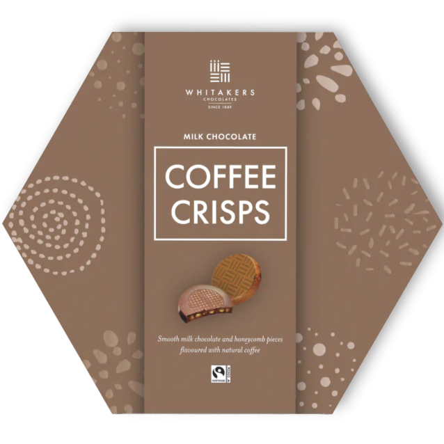 Whitakers Foiled Milk Coffee Honeycomb Crisps in Hexagon Box