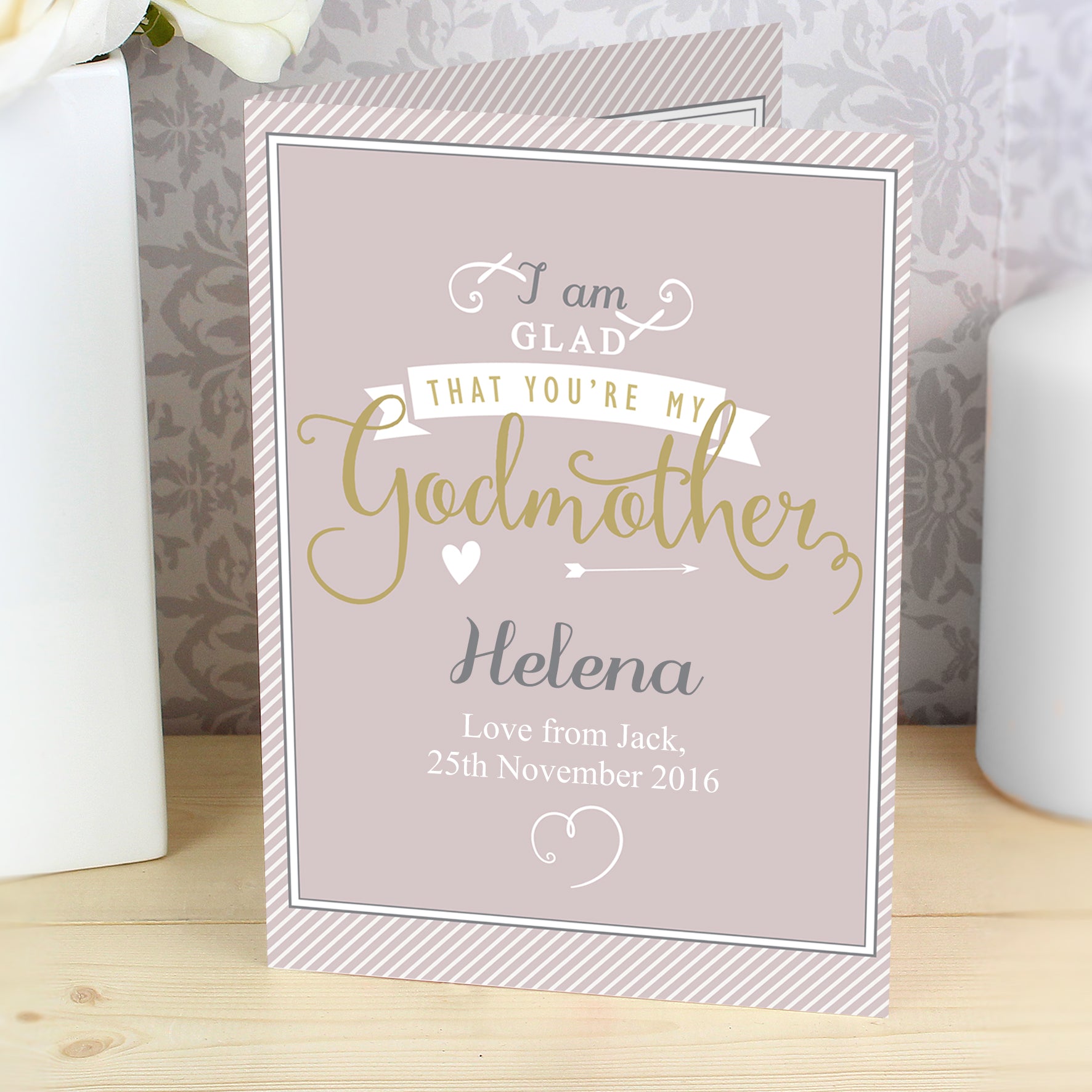 Personalised I Am Glad... Godmother Card