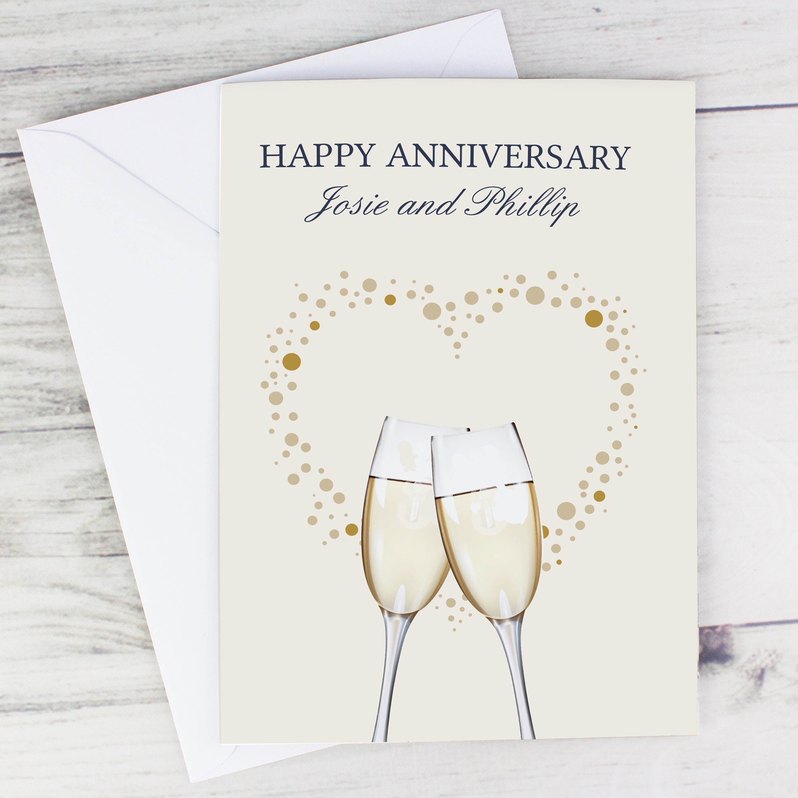 Personalised Gold Champagne Flutes Card