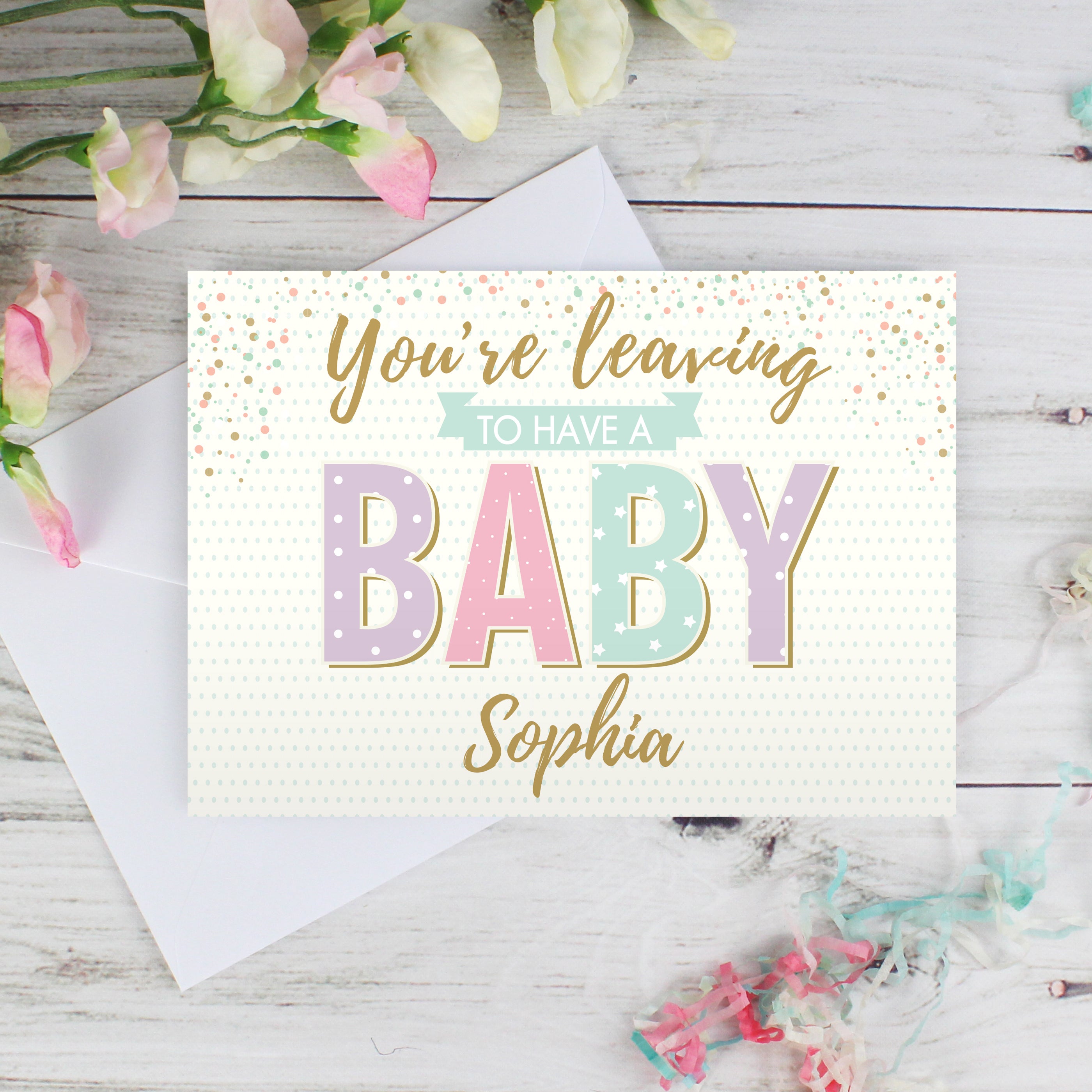 Personalised 'You're Leaving to Have a Baby' Card